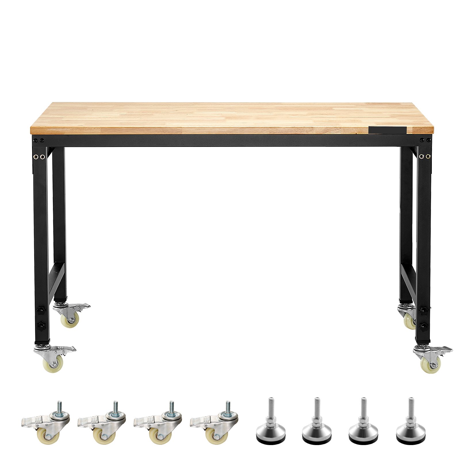 Mophorn Werkbank 1220x610x711-1003 Mm, 907 Kg Tragkraft, Arbeitstisch Mit Steckdose, Rollen Und Werkzeugtafel, Stabiler Tisch Mit Eichenholzplatte Für Garage, Werkstatt, Büro Und Zuhause