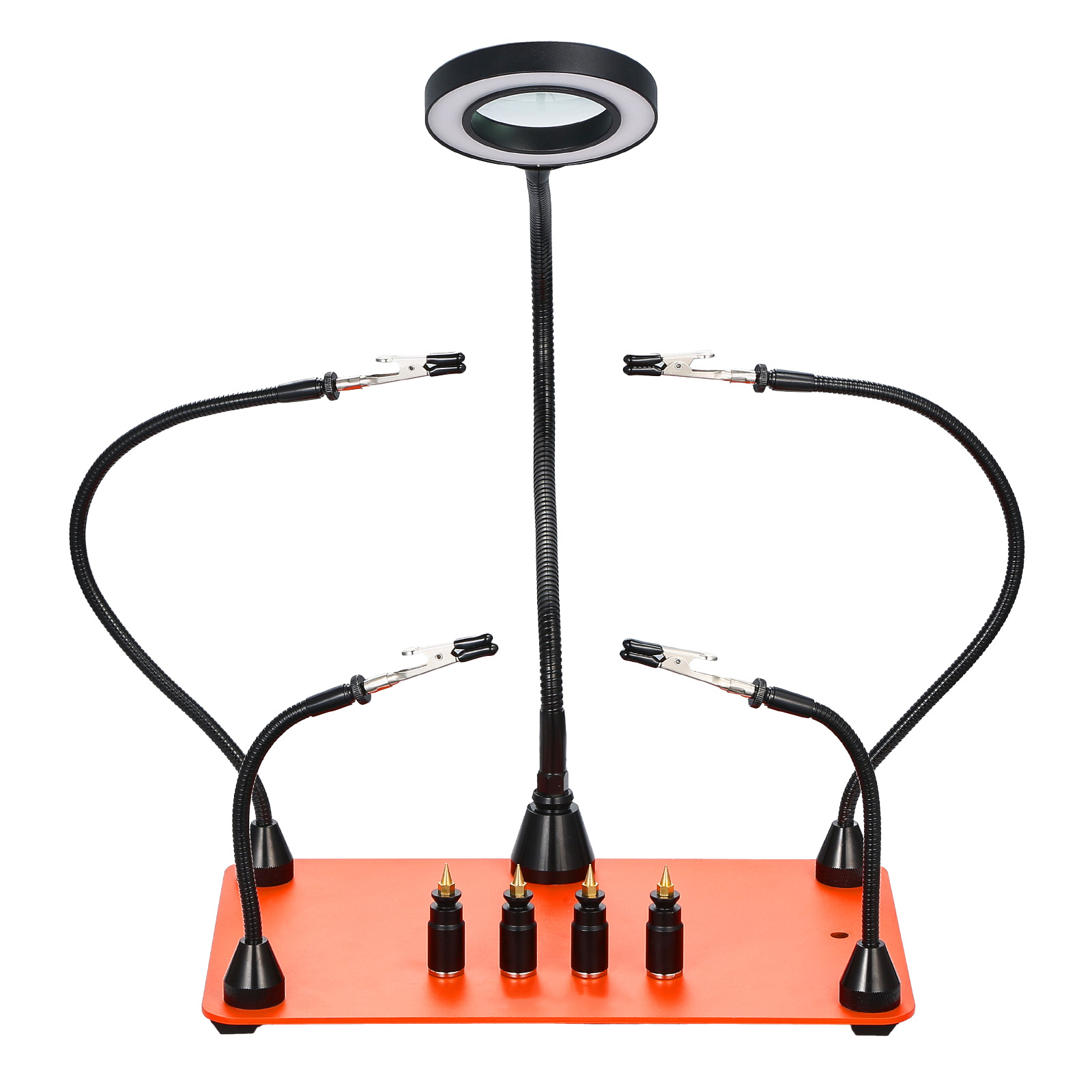 Mophorn Löthilfe Dritte Hand Mit Magnetbasis, Lötstation Mit 4 Flexiblen Armen, Led-vergrößerungslampe, 4 Pcb-halterungen Und Stabiler Basis,reparaturen, Bastelarbeiten, Und Heimwerkerprojekte