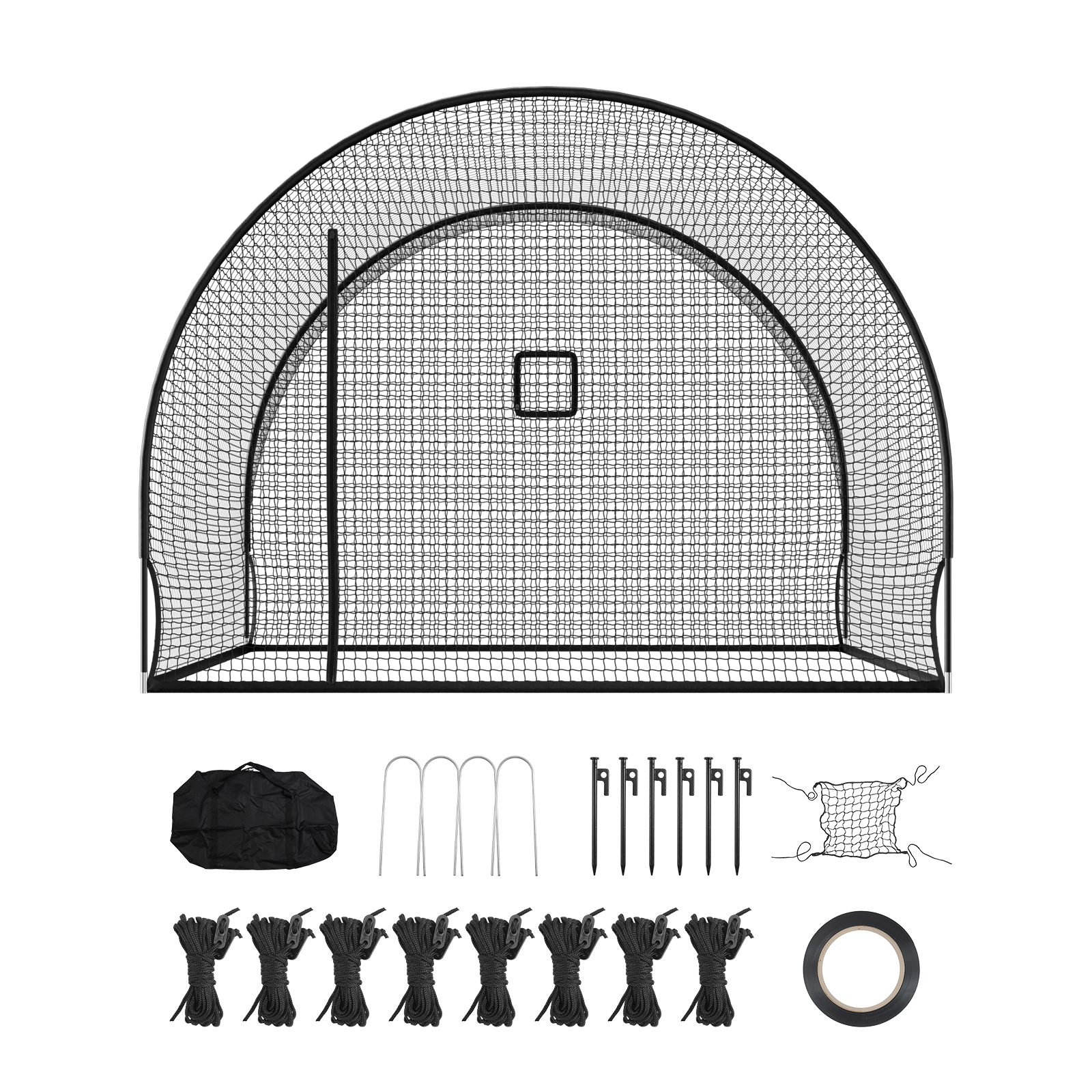 Mophorn Baseball-schlagkäfig (halbkreisförmig) Netz 366x310x233 Cm, Tragbares Trainingsnetz Mit 4-lagigem Knotenlosem Polyestergewebe & Öffnung Für Wurfmaschinen, Inkl. Softball-trainingsnetz