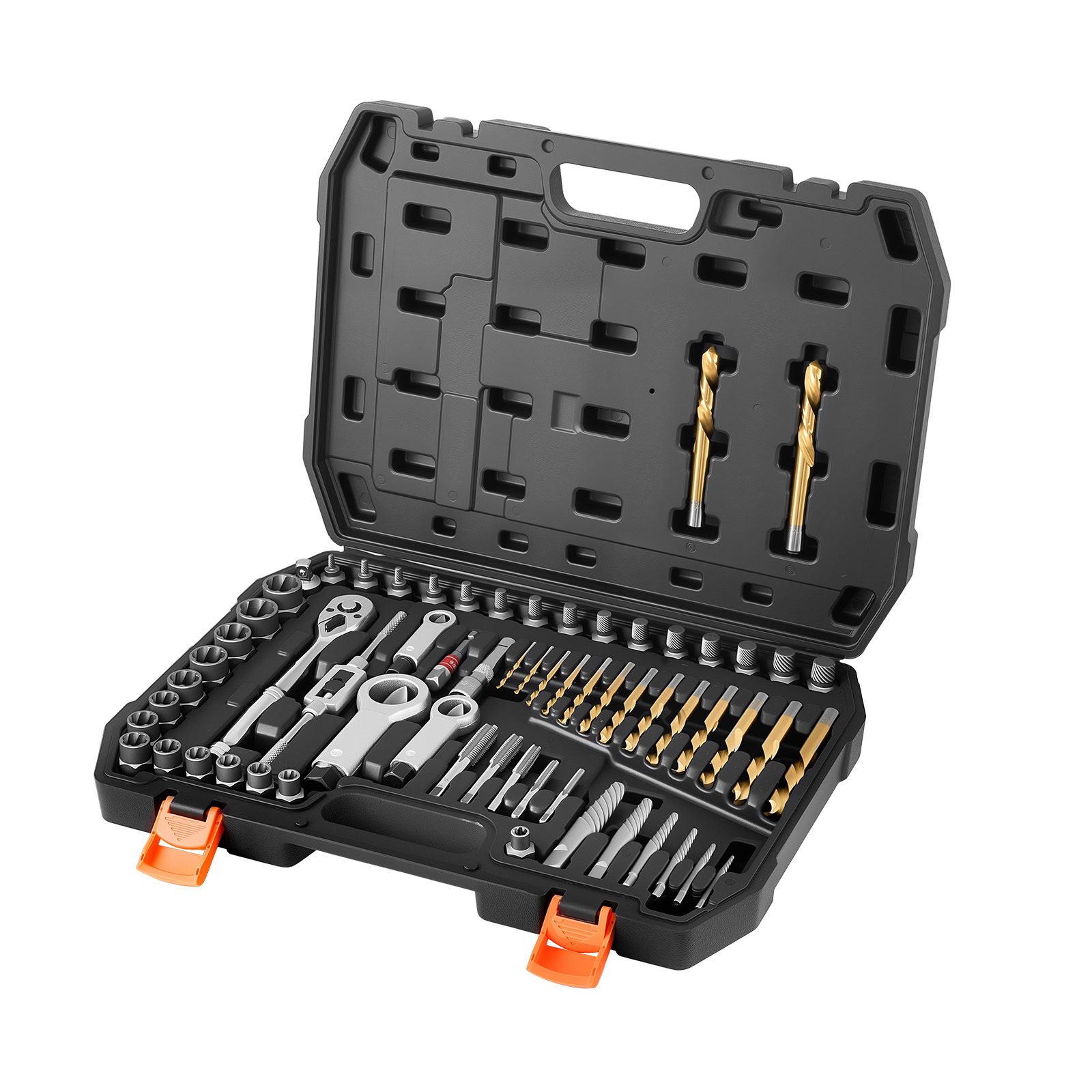 Mophorn 63-teiliges Bolzenausdreher-set Mit Schraubenausdrehern, Mutternsprengern, Gewindebohrern, Bohrern, Schraubenschlüsseln, Adaptern Und Praktischem Transportkoffer