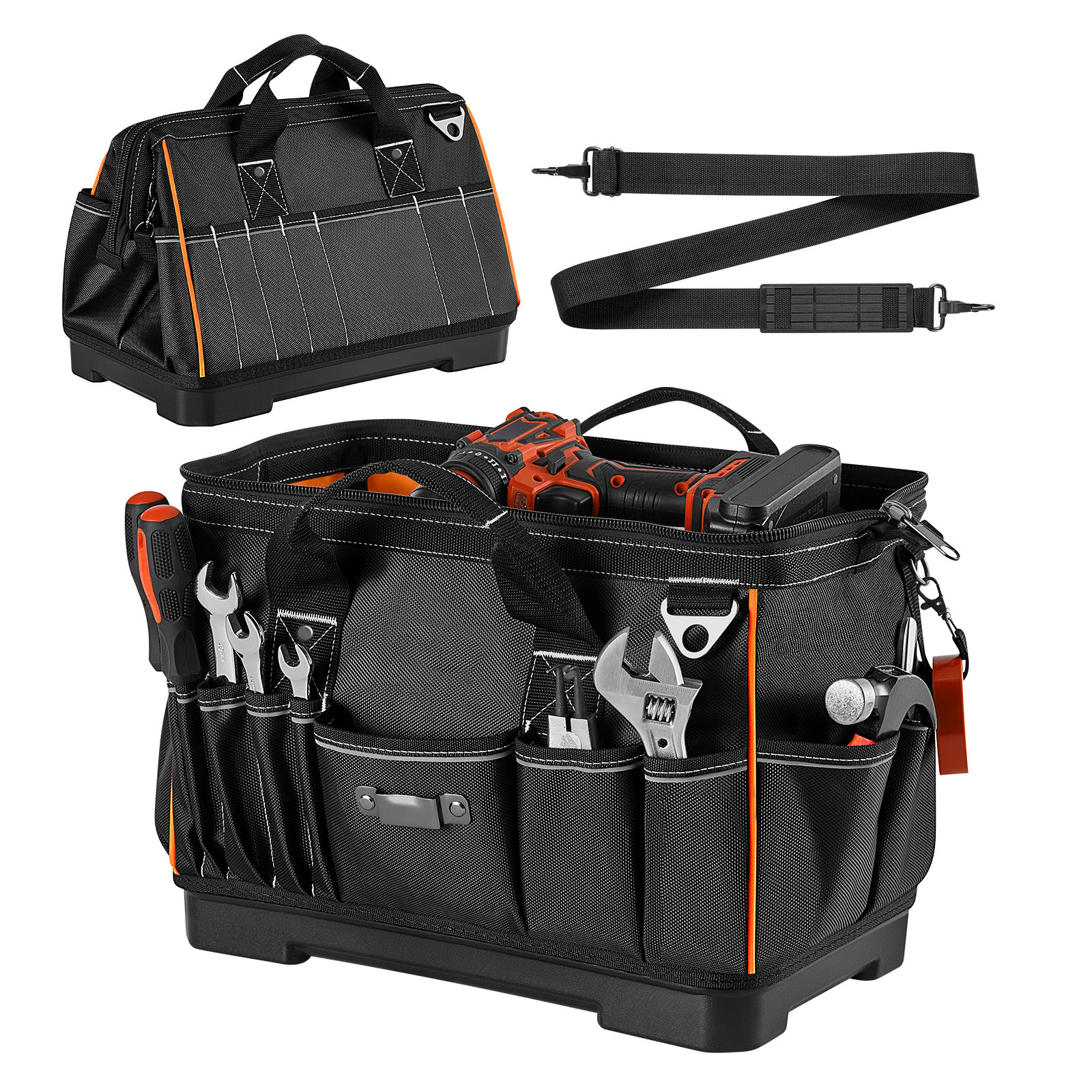 Mophorn Werkzeugtasche 41x23x25cm, Aufbewahrungstasche Mit 14 Innen- Und 19 Außenfächern, Robuster Werkzeug-organizer Aus Wasserabweisendem Polyester Mit Schultergurt Und Reißverschluss