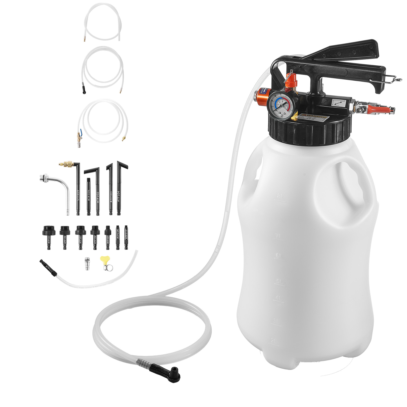 Mophorn Getriebeölpumpe 8 L, Pneumatische Transferpumpe Mit 15 Atf-adaptern, Öl-einfüllgerät Mit Hdpe-tank, Ölabsaugpumpe, Öleinfüllwerkzeug, Pumpenwerkzeug Für Fahrzeuge Und Boote