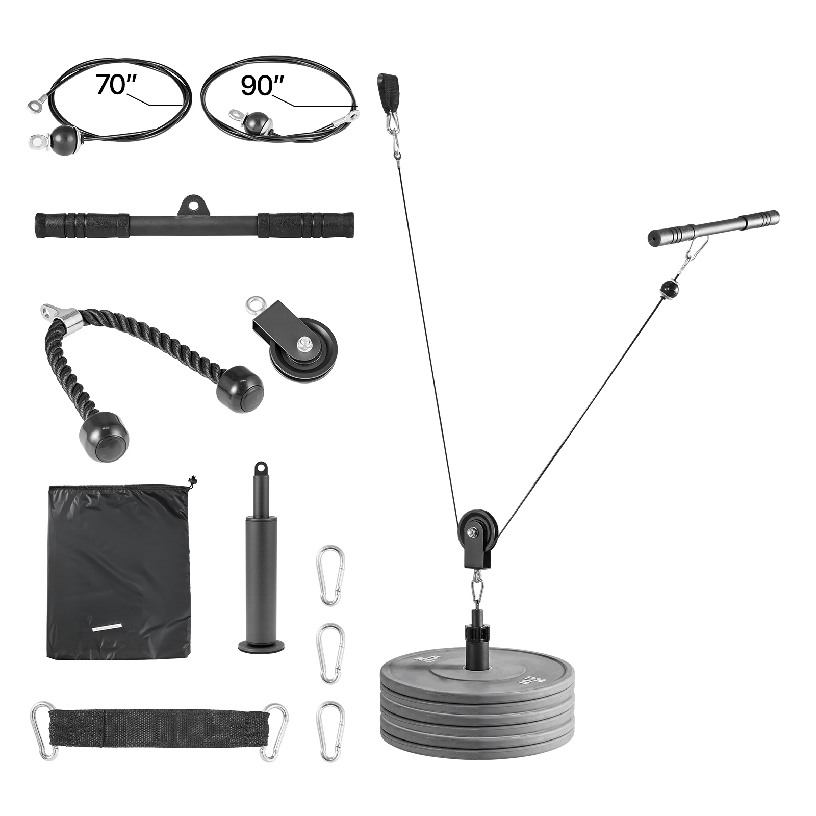 Mophorn Kabelzuggerät, 1 Stück Latzug Bis 127 Kg Belastbar, Trainingsgerät Mit Latzugstange Und Seilzug, Ideal Für Übungen Von Armen Und Schultern, Diy Pulley-system Für Heimtraining Und Fitnesscenter