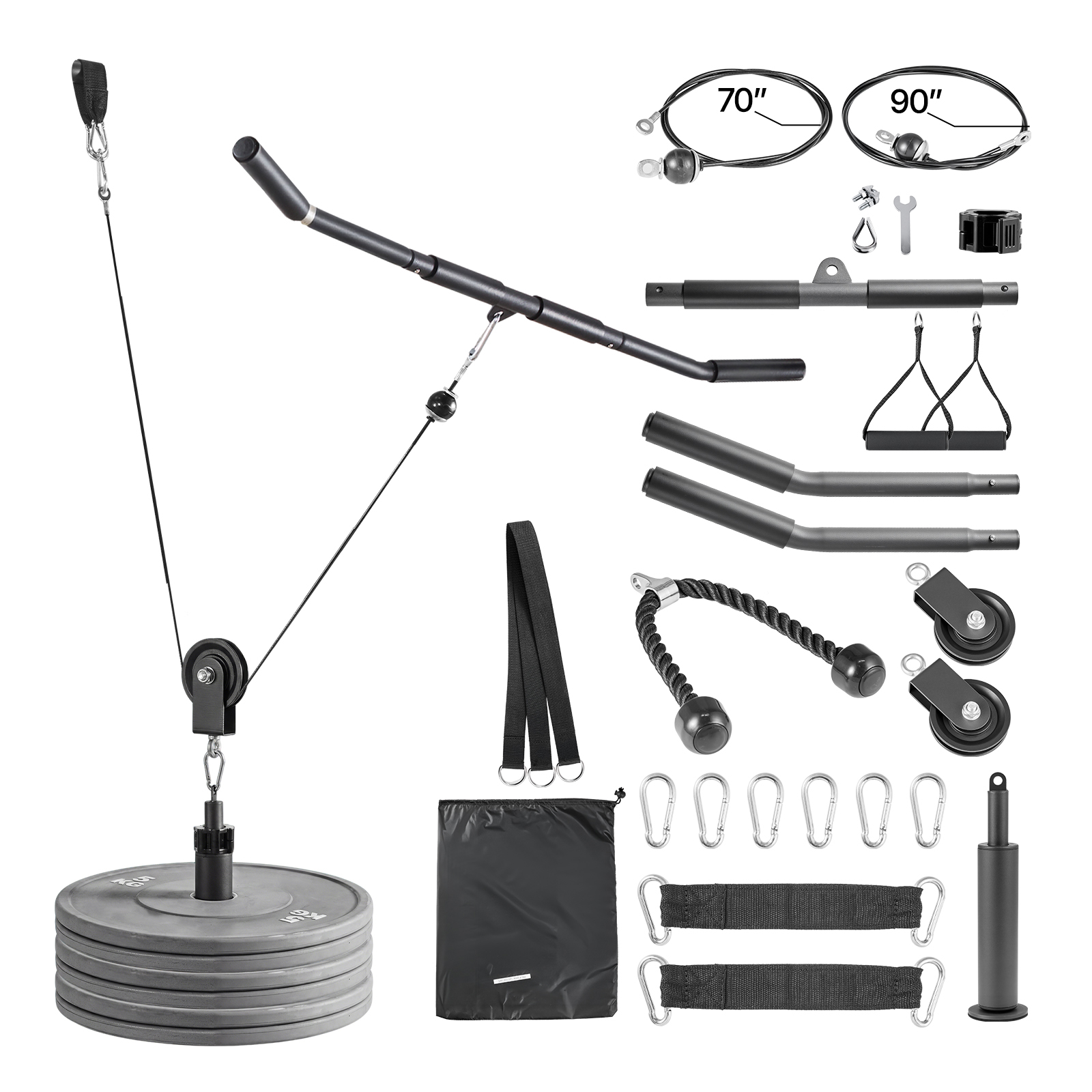 Mophorn Kabelzug-set, 2 Stück, Belastbar Bis 150 Kg, Trainingsgerät Mit Latzugstange Und Seilzug, Ideal Für Arm-, Rücken- Und Schulterübungen, Diy-pulley-system Für Heimtrainer Und Fitnessstudio