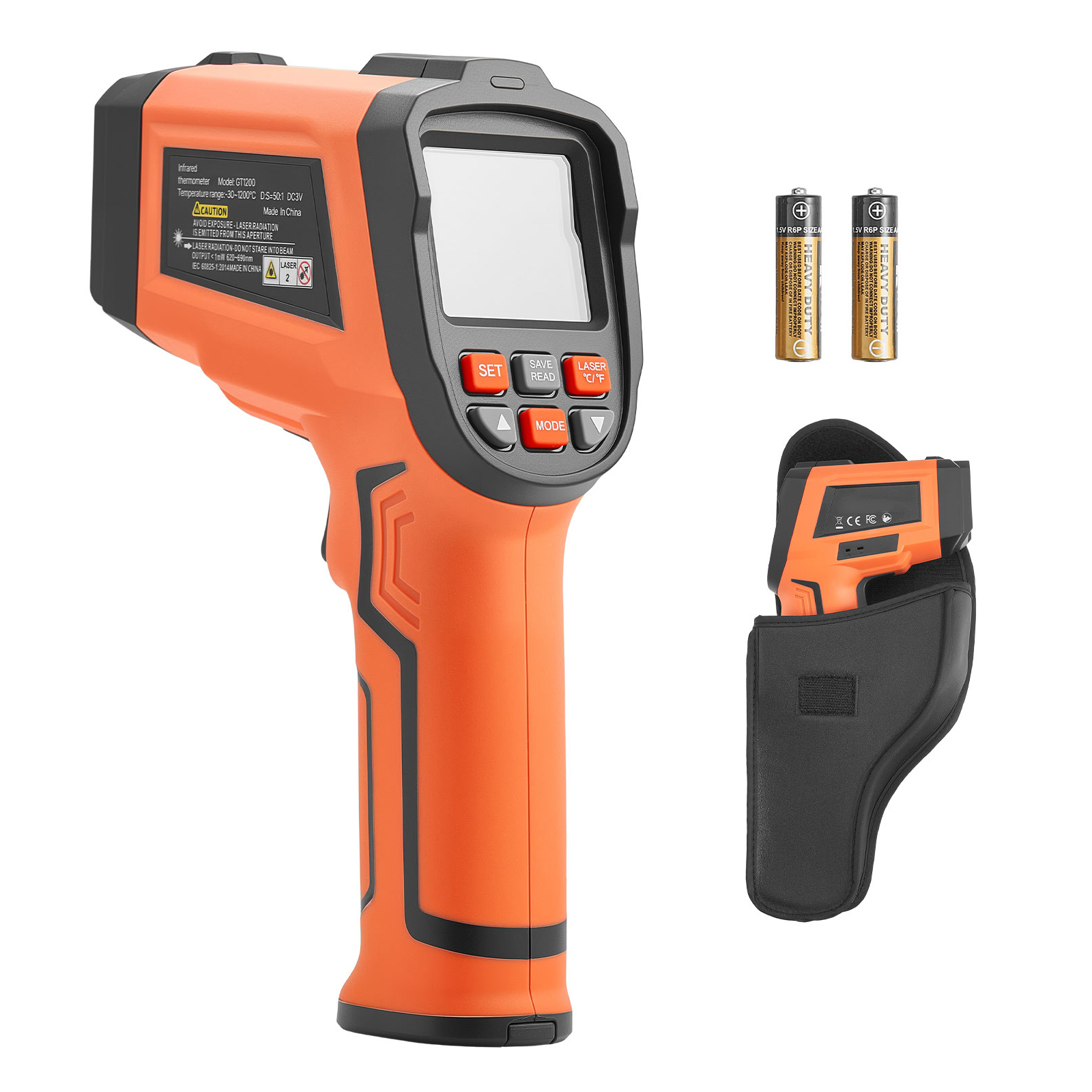 Mophorn Infrarot-thermometer -30℃ Bis 1600℃, Digitales Ir-temperaturmessgerät Mit Lcd-display, Typ-k-thermoelement & Dual-laser, Berührungslose Temperaturpistole (nicht Für Den Menschlichen Gebrauch)