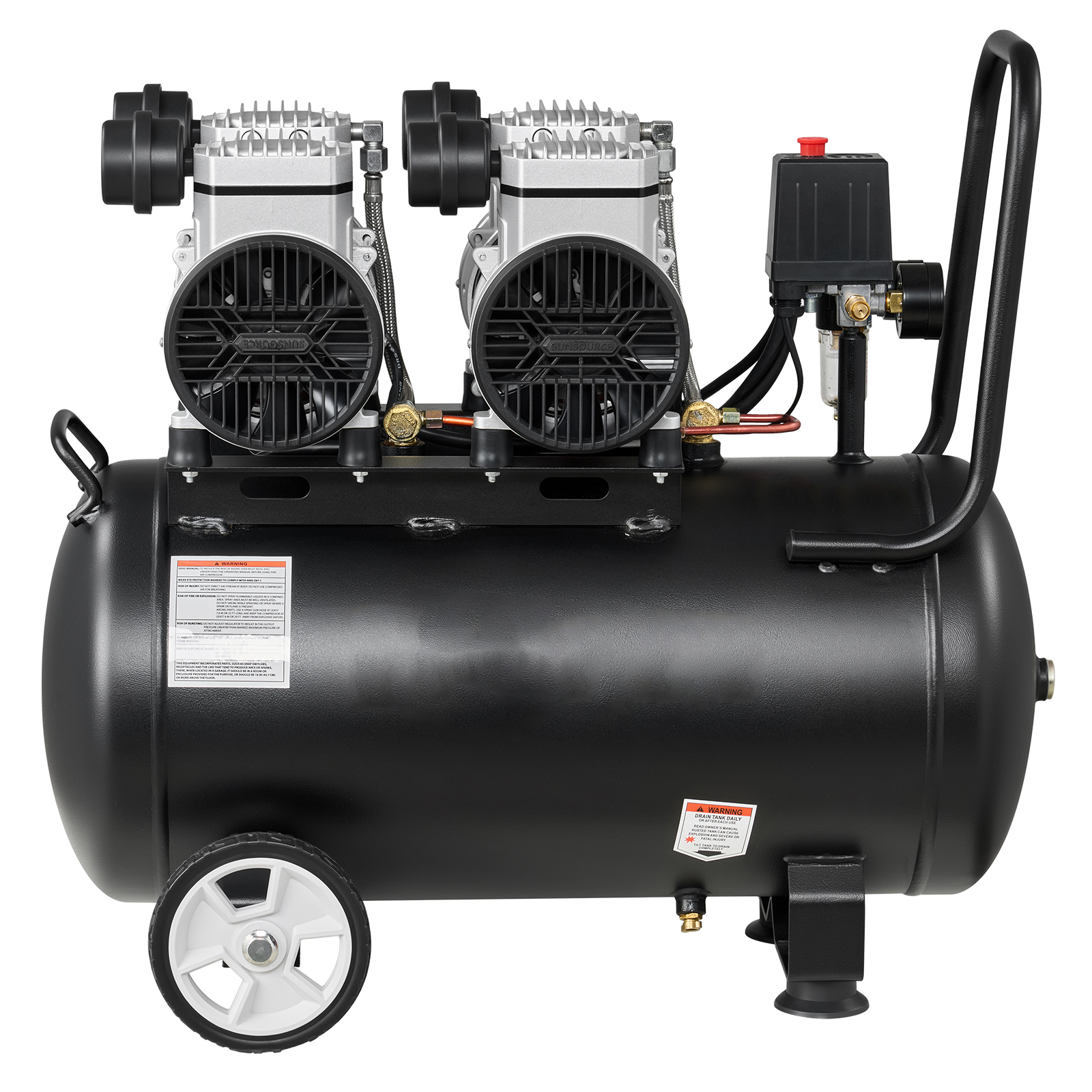 Mophorn 3 Kw Druckluftkompressor, Ölfreier Kompressor Mit 50-liter-tank, Leiser Betrieb Mit 255 L/min Bei 6,2 Bar & Max. 8 Bar, Tragbarer Luftkompressor Mit Rädern Und Griff Für Werkstatt