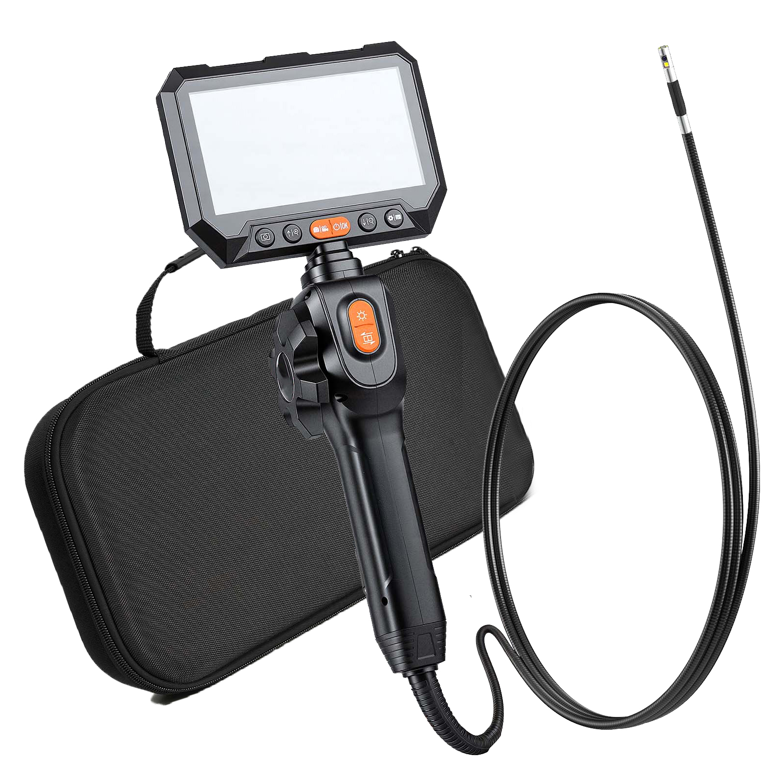 Mophorn Endoskopkamera Mit Licht Und Schwenkbarem Kopf, Inspektionskamera Mit Zwei-wege-bewegung, Ip67 Wasserdichte Rohrkamera Mit 5-zoll-display, 1,5 M Kabel, 5000 Mah Akku, 6,2 Mm Boreskopkamera
