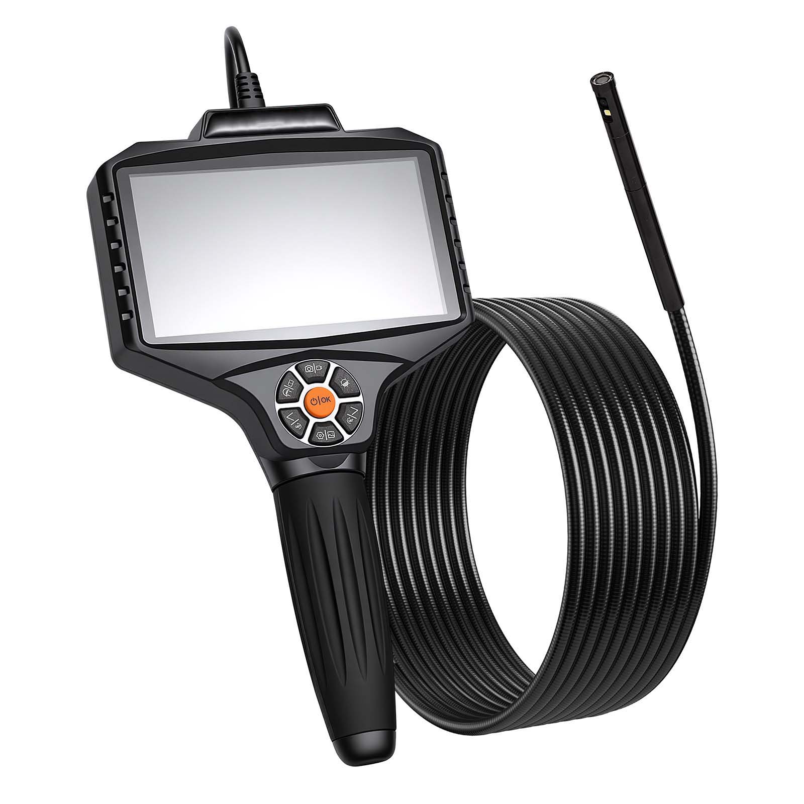 Mophorn Endoskopkamera Mit Licht Und Drehbarem Kopf, Inspektionskamera Mit 360° Beweglichkeit, Ip67 Wasserdichte Rohrkamera Mit 5-zoll-display, 5 M Schlangenkabel, 5000 Mah Akku, 8 Mm Boreskopkamera