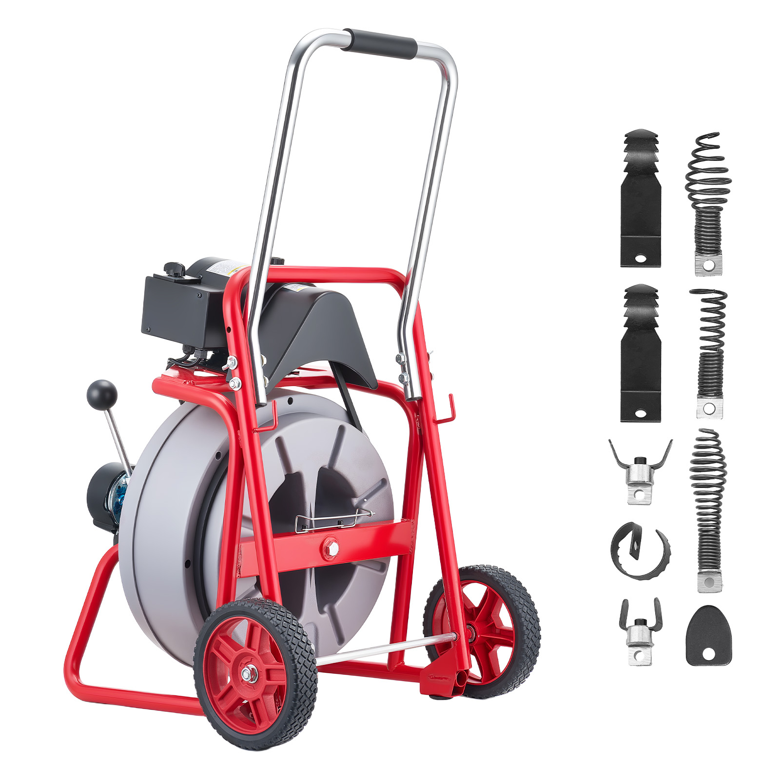 Mophorn Rohrreinigungsmaschine 30 M X 13 Mm, Gerät Mit Automatischem Vorschub, 8 Schneidwerkzeugen & Fußschalter, Geeignet Für Rohrdurchmesser Von 50 Bis 150 Mm