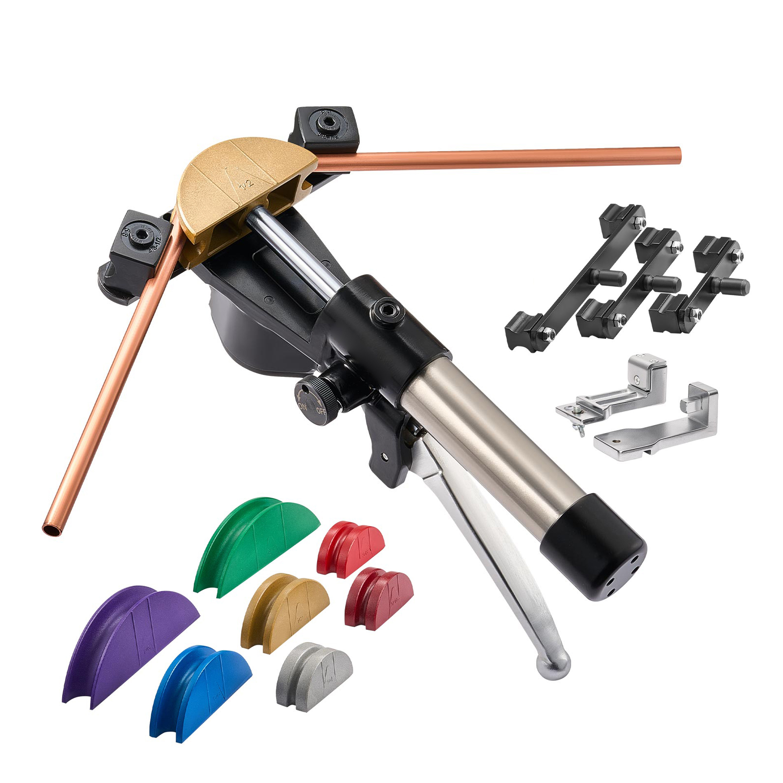 Mophorn Hydraulisches Rohrbiegegerät, 6-22 Mm, Rohrbieger Mit Vorwärts- Und Rückwärtsfunktion, Geeignet Für Hlk-anlagen, Inklusive 7 Farbigen Backen Aus Aluminiumlegierung, Ideal Für Klimaanlagen