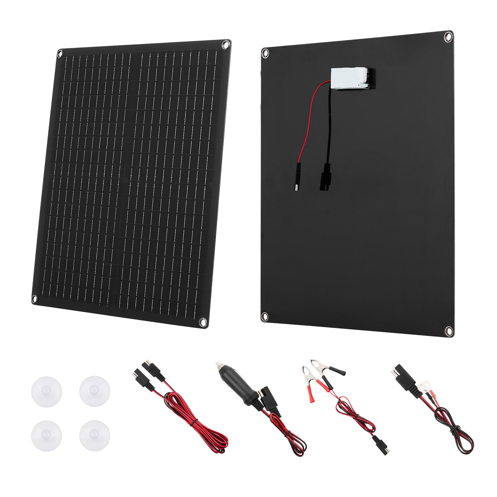 Mophorn 30 W 12 V Solarpanel-batterieladegerät, Monokristallines Solarpanel-kit Mit Integriertem Intelligenten Controller & 3 Verbindungskabeln, Tragbar Für Wohnmobil, Auto, Motorrad, Van Und Camper