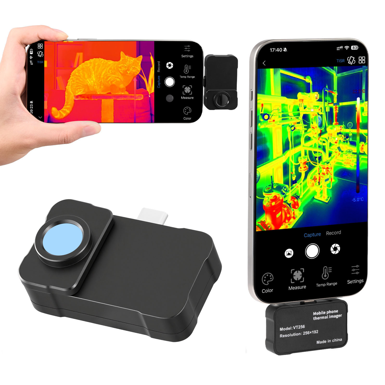 Mophorn Wärmebildkamera Für Ios & Android, 512x384 Ir & 256x192 Ir-auflösung Mit Makro-objektiv Für Smartphone Und Tablet Mit Usb-c, 25hz Infrarotkamera Für Temperaturbereiche Von -20°c Bis 550°c