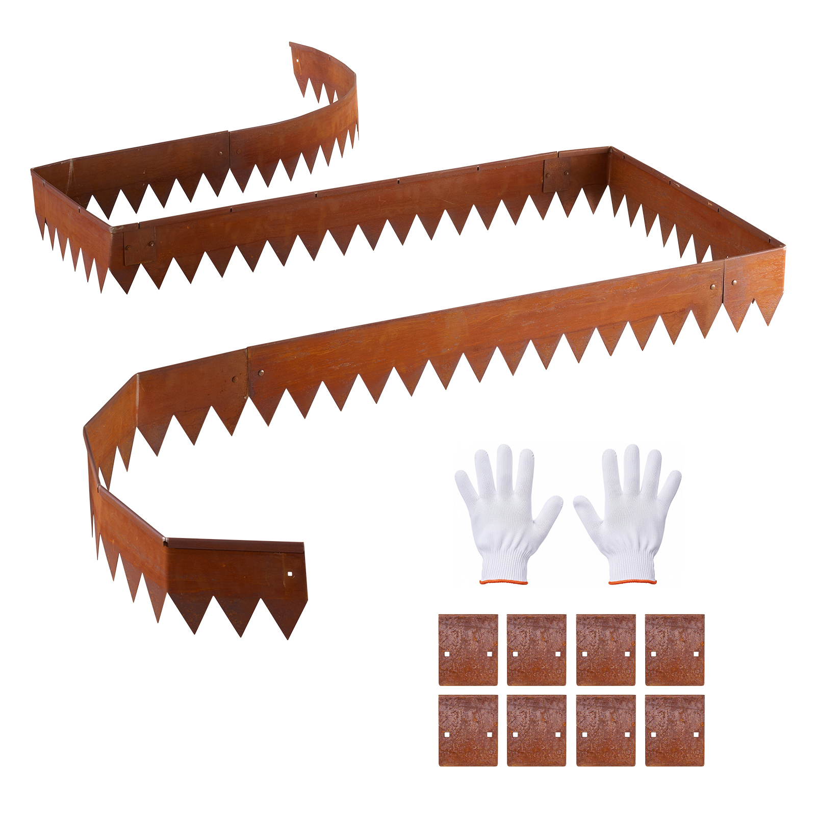 Mophorn Rasenkante Aus Cortenstahl, 6er-pack, 1016x152 Mm, Beeteinfassung Mit 8 Verbindungsplatten, Flexible Beetbegrenzung, Metall-mähkante Für Blumenbeete Und Gartenwege