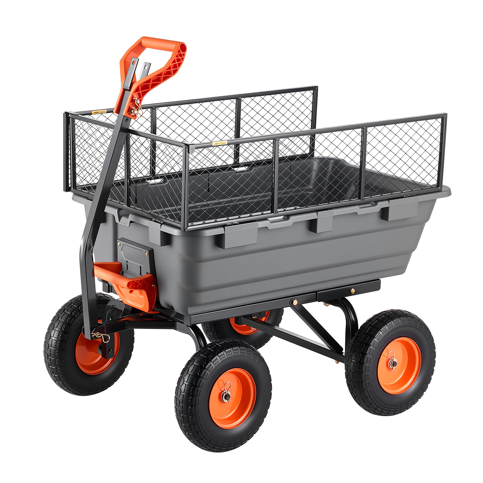 Mophorn Gartenwagen Mit Kippfunktion, Belastbarer Transportwagen Für Bis Zu 544 Kg, 270° Drehbarer Wagen Aus Kunststoff Und Stahl Mit 13-zoll-pu-reifen Und Metallgitter, Ideal Für Gartenarbeiten
