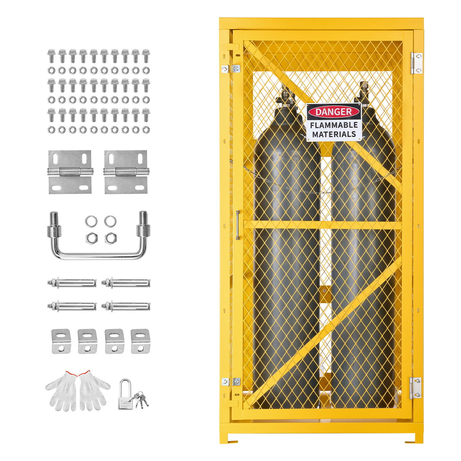 Mophorn Gasflaschenschrank 787x762x1650 Mm, Lagerkäfig Für 9 Zylinder Aus Kohlenstoffstahl, Ausgestattet Mit Kette, Schloss Und Schlüsseln, Geeignet Für Propangas, Sauerstoff Und Stickstoff