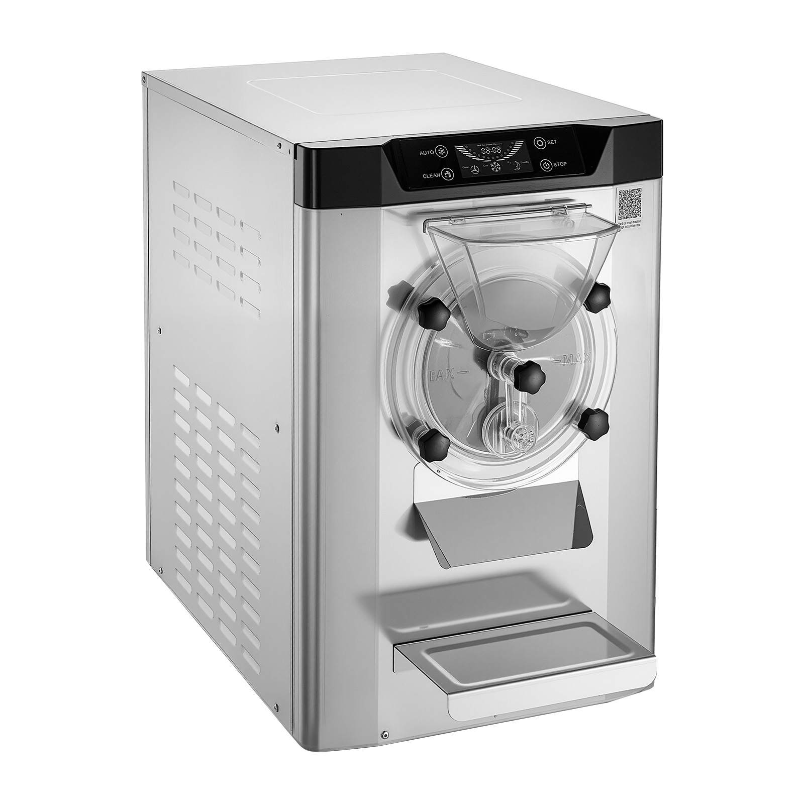 Mophorn Gewerbliche Eismaschine 2000 W 12–20 L/h, Tischgerät Mit 6 L Edelstahlbehälter (304) & Selbstreinigungsfunktion, Led-bedienfeld Für Snackbars Und Restaurants, Silber