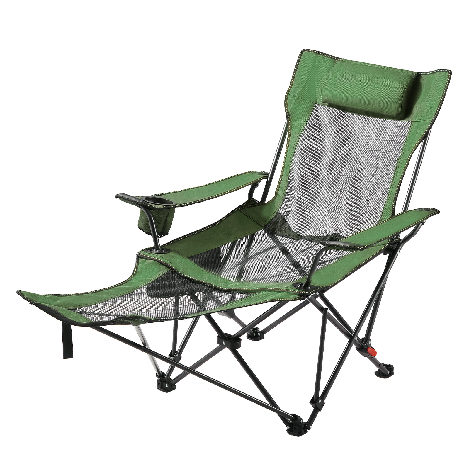 Mophorn Faltbarer Campingstuhl Mit 4 Einstellbaren Positionen, Relaxliege Mit Getränkehalter, Netzstuhl Mit Kopf- Und Fußstütze, Belastbar Bis 100 Kg, Ideal Für Camping Und Outdoor-aktivitäten, Grün