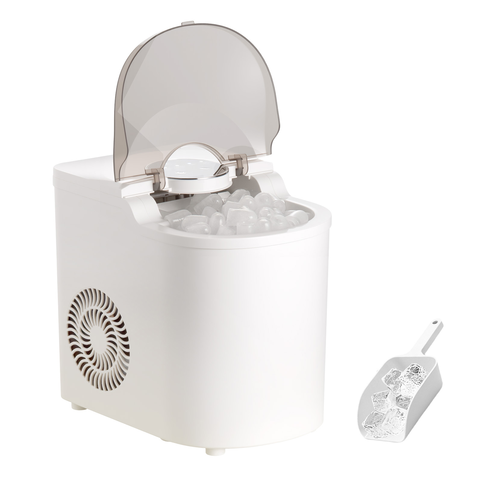 Mophorn Tisch-eiswürfelmaschine, 7 Eiswürfel In 6 Minuten, 11,8 Kg Täglich, Selbstreinigendes Gerät Mit Eisschaufel, Eiswürfelmaschine Mit Zwei Größen Von Kugeleis Für Zuhause, Büro, Bar Oder Party