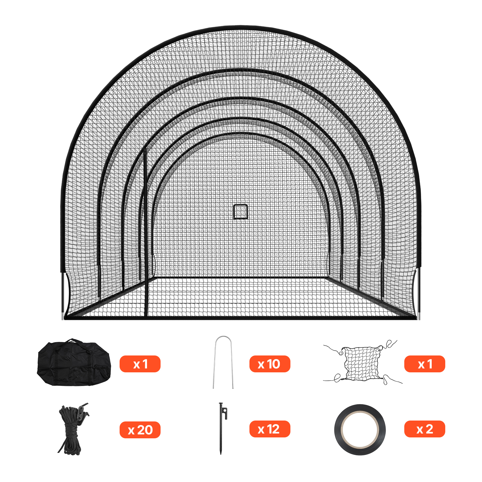 Mophorn Baseball-schlagkäfig (halbkreisförmig) Netz 1220x370x305 Cm, Mobiles Trainingsnetz Mit 4-lagigem Knotenlosem Polyestergewebe & Öffnung Für Wurfmaschinen, Inkl. Softball-trainingsnetz