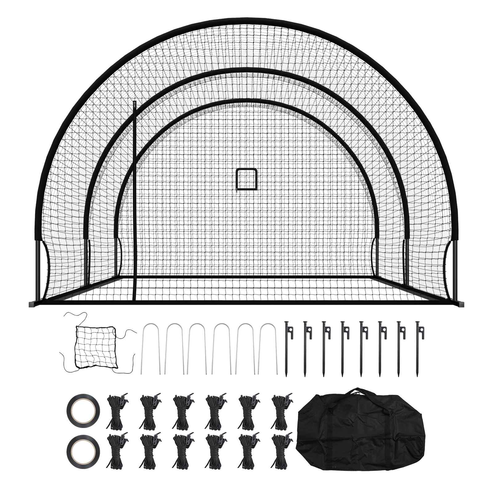 Mophorn Baseball Schlagkäfig (halbkreisförmig) Netz 606x366x250 Cm, Trainingsnetz Aus 30-lagigem Hdpe-gewebe Mit Knotenstruktur Und Öffnung Für Wurfmaschinen, Inklusive Softball Trainingsnetz