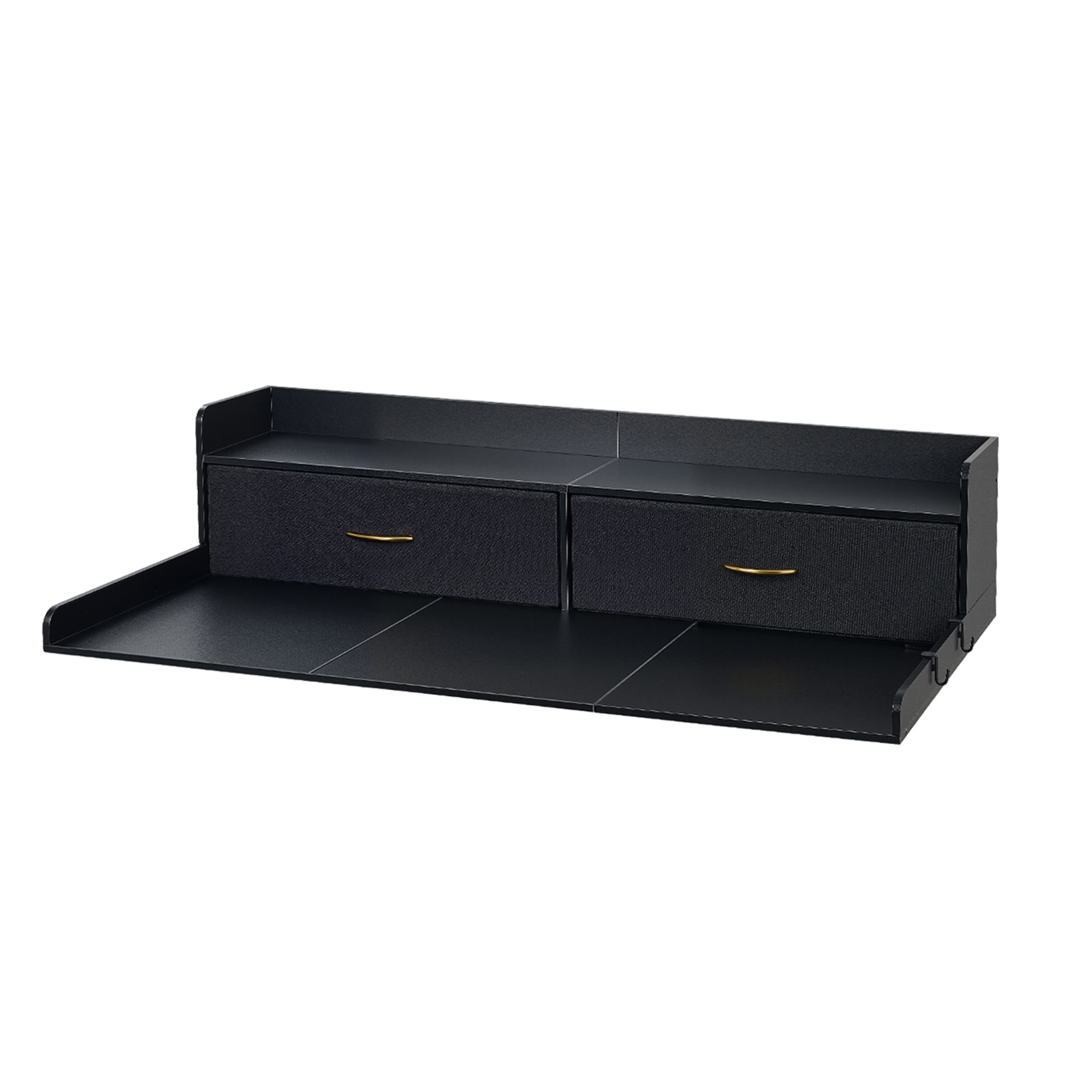 Mophorn Arbeitsplatte Für Waschmaschine Und Trockner (137 X 69,9 Cm) Mit Regal, 2 Schubladen Und Haken, Geeignet Für Waschküche, Belastbar Bis 113 Kg, Schwarz, Ideal Zur Aufbewahrung Von Waschmitteln