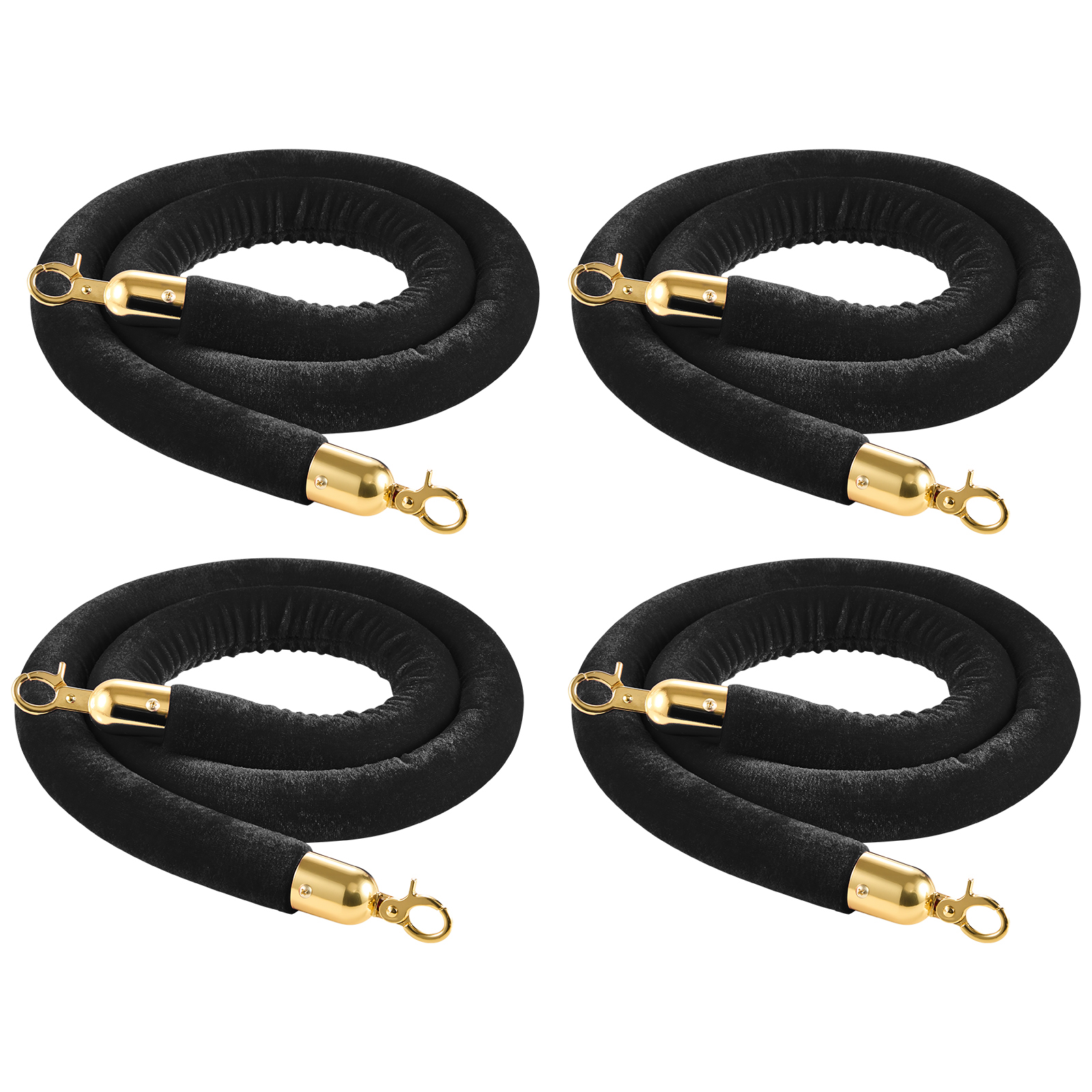 Mophorn 4er-set Schwarze Samt-absperrseile 1,5 M, Absperrkordeln Mit Goldfarbenen Haken Zur Besucherführung, Ideal Für Veranstaltungen Wie Kinoeröffnungen Und Partys, Geeignet Für Absperrpfosten