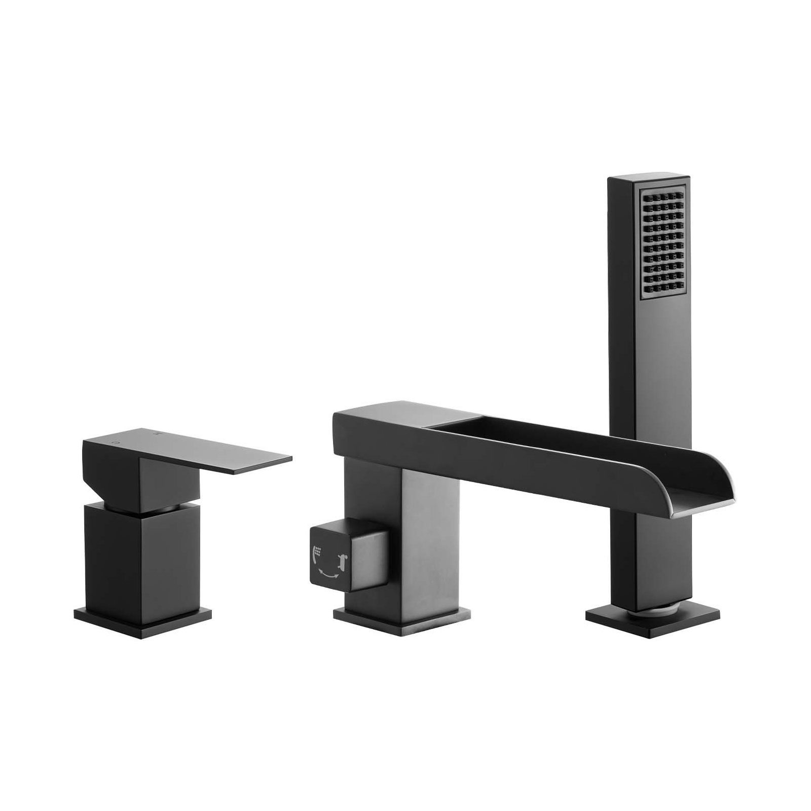 Mophorn Römische Badewannenarmatur Mit 3 Löchern, Wannenarmaturen-set Mit Handbrause & 1 Griff, Mattschwarz Hochdurchfluss-badewannenhahn Mit Zwei Wasserflussoptionen Für Deckenmontage