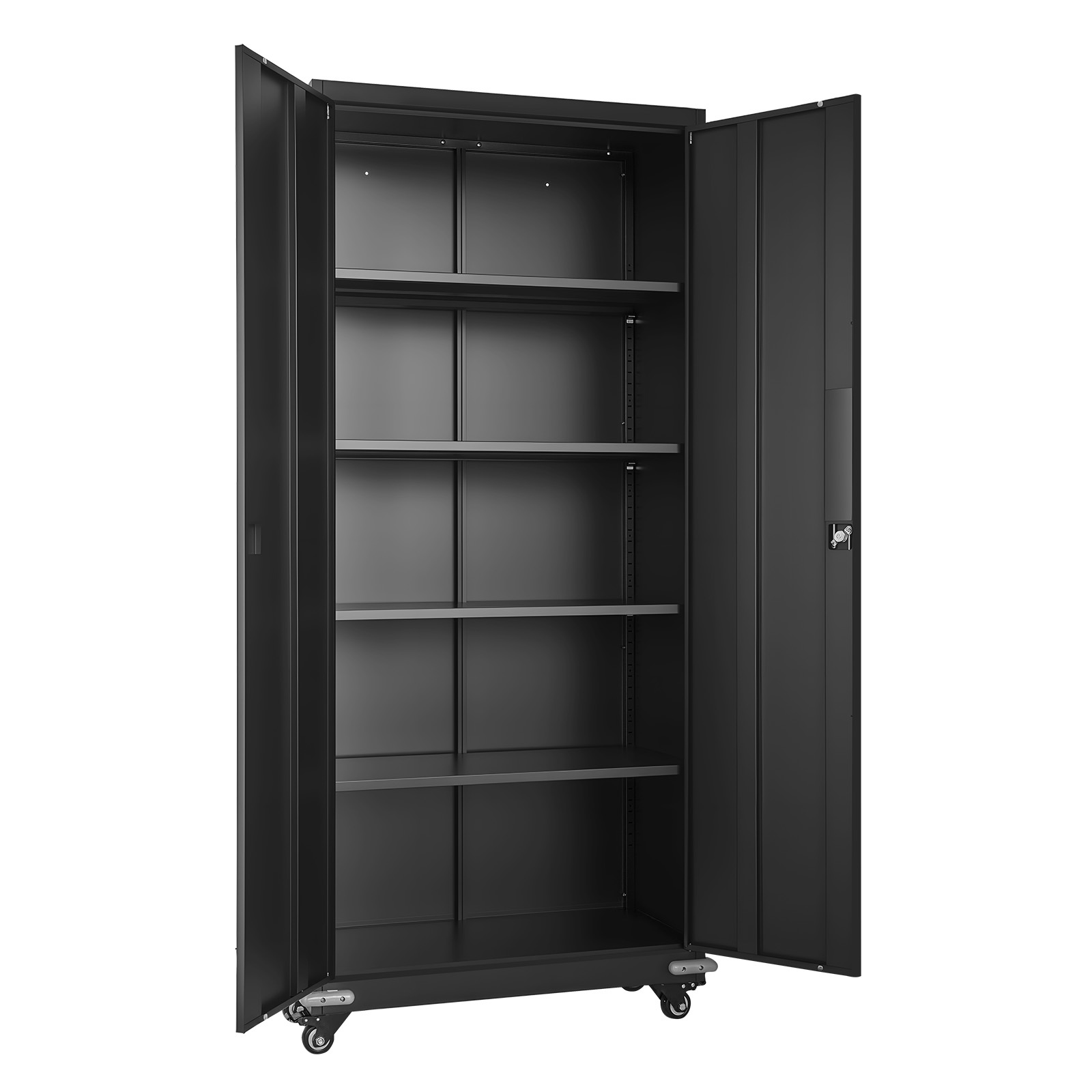 Mophorn Metallschrank, 184,5 Cm Hoch, Mit 4 Verstellbaren Einlegeböden, 2 Magnettüren Und 2 Schlüsseln, Ideal Zur Aufbewahrung Von Werkzeugen In Speisekammer, Lager, Keller Oder Büro