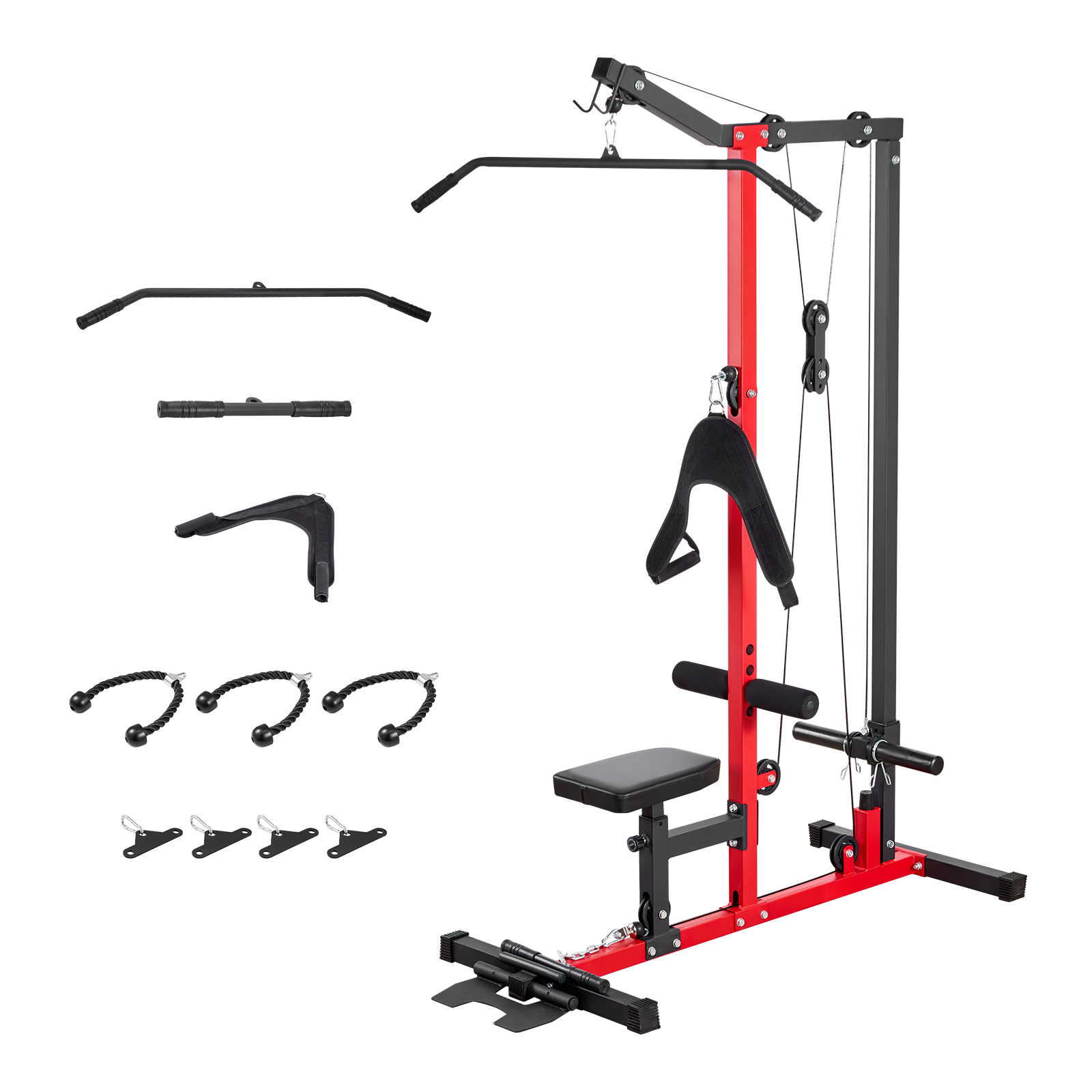 Mophorn 3-in-1 Latzugstation, Fitnessgerät Mit Latzugstange Und Seilzug, Belastbar Bis 181 Kg, Ideal Für Krafttraining Von Rücken, Schultern Und Bauch, Geeignet Für Zuhause Und Fitnessstudios, Schwarz