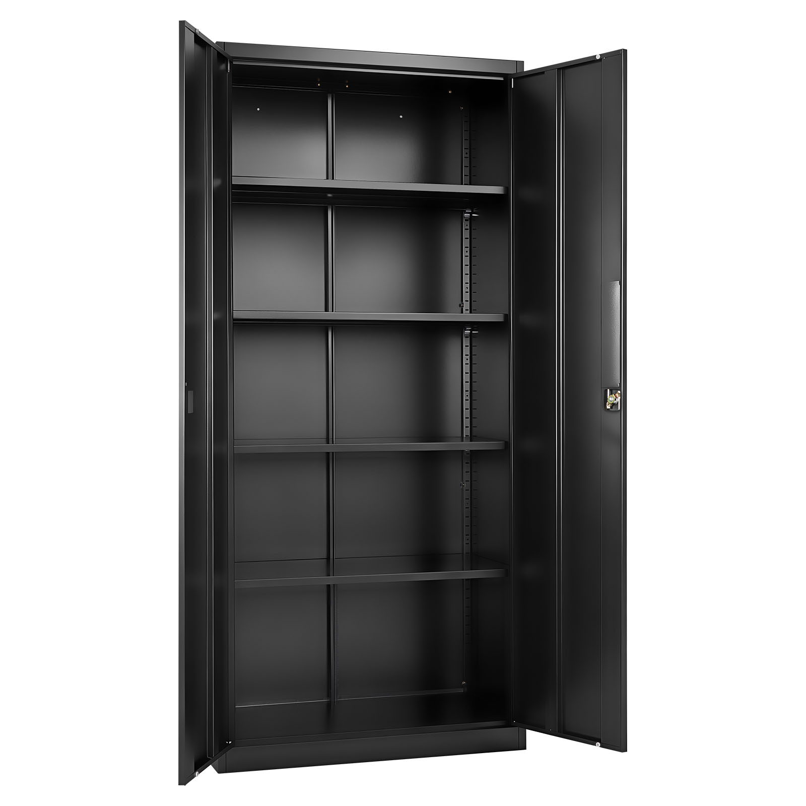 Mophorn Aktenschrank Aus Stahl 80x40x175 Cm, Abschließbar Mit 4 Verstellbaren Regalböden, 2 Magnettüren, 2 Schlüsseln Und 5 Ebenen, Ideal Für Lager, Keller, Waschküche Und Büro, Schwarz
