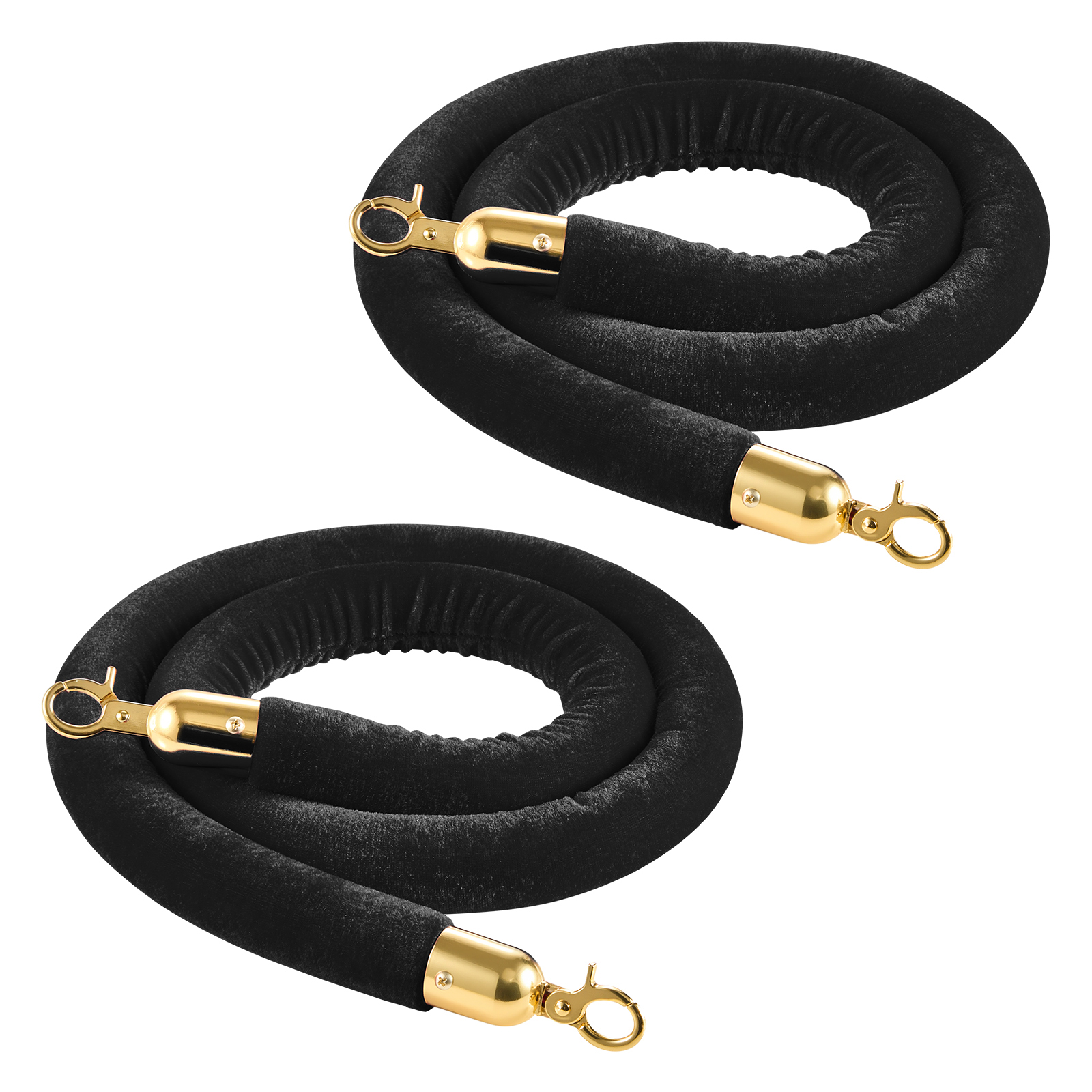 Mophorn 2er-set Schwarze Samt-absperrseile 1,5 M, Kordeln Mit Goldfarbenen Haken Zur Besucherführung, Ideal Für Veranstaltungen Wie Kinoeröffnungen, Hotels Und Partys, Geeignet Für Absperrpfosten
