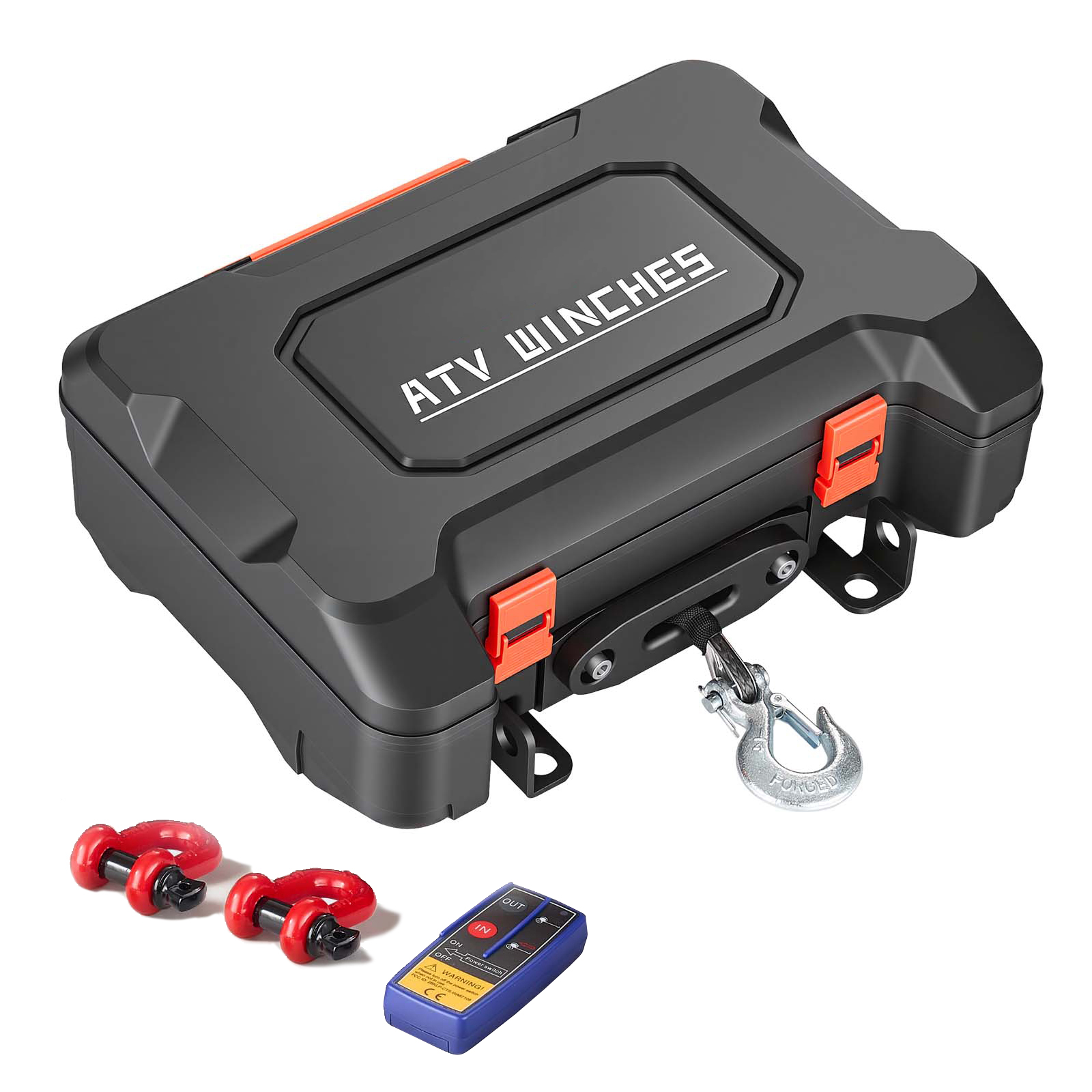 Mophorn Elektrische Seilwinde 12v, Tragbare Winde Mit 1587 Kg Zugkraft & Fernbedienung, Motorwinde Mit Synthetikseil, Seilführung, Schäkelhaken, Gurt Und Transportkiste, Geeignet Für Atv