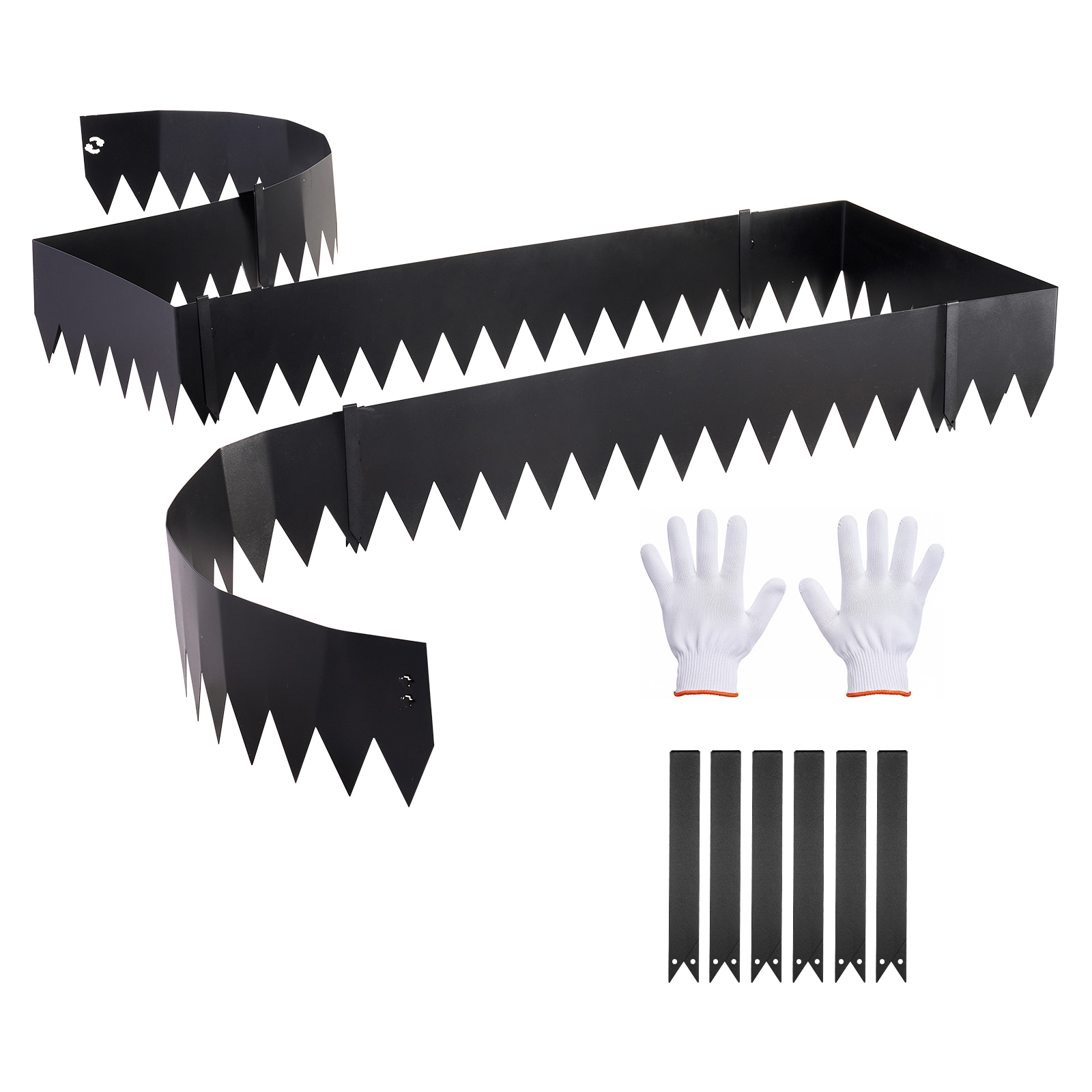 Mophorn Rasenkante 6er-pack 1016x203 Mm, Beeteinfassung Mit 6 Befestigungsclips, Flexible Rasenbleche Aus Verzinktem Stahl, Mähkante, Palisade Beetumrandung Für Blumenbeete Und Gartenwege, Schwarz