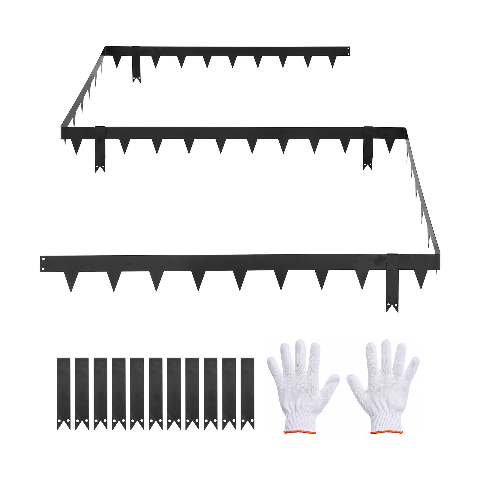 Mophorn Rasenkante, 10er-pack, 1016x114 Mm, Beeteinfassung Mit 11 Befestigungsclips, Beetbegrenzung Aus Verzinktem Stahl, Rasenbleche, Mähkante, Metall-palisade Für Blumenbeete Und Gartenwege, Schwarz