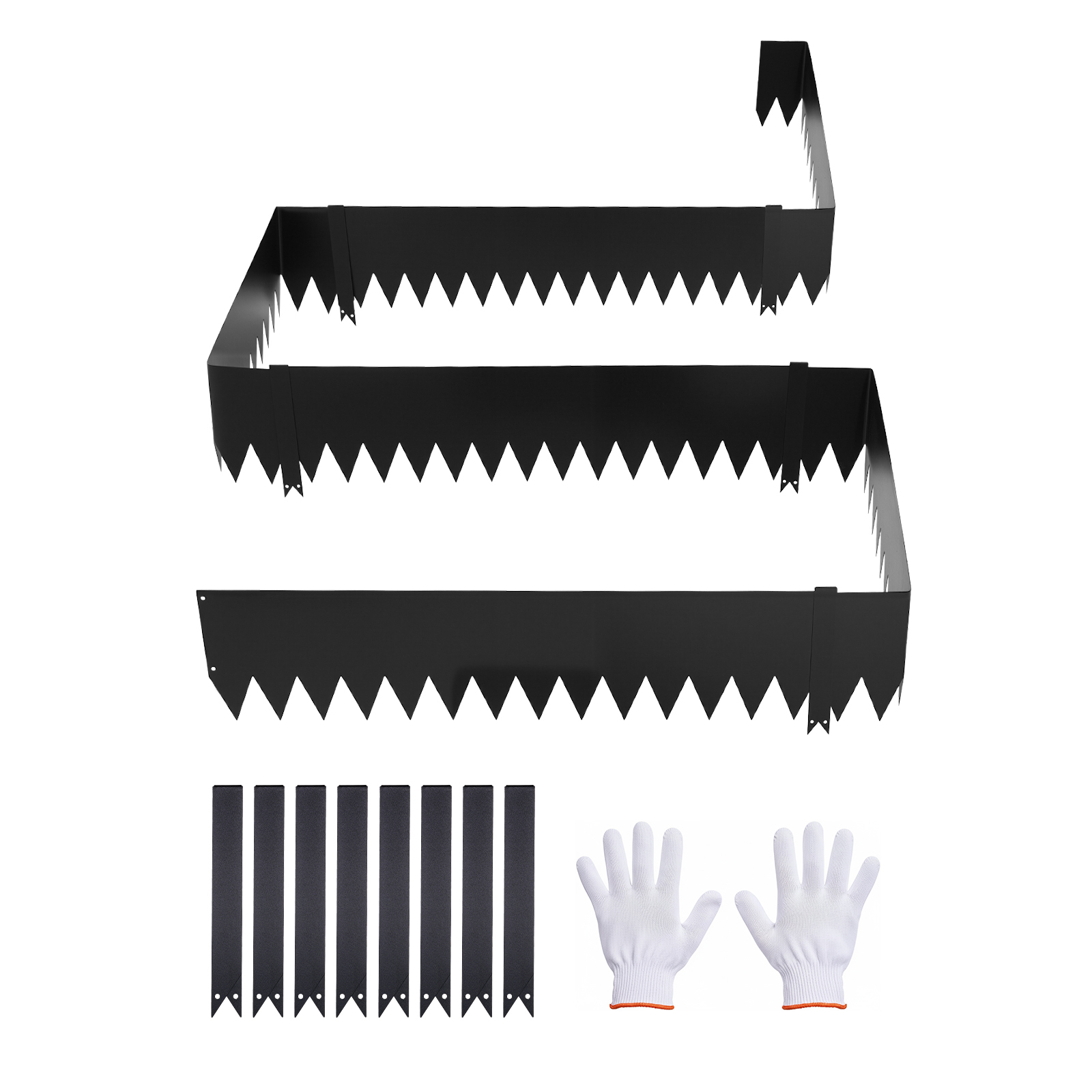 Mophorn Rasenkante 6er-pack, 1016x254 Mm, Beeteinfassung Aus Verzinktem Stahl Mit 8 Befestigungsclips, Beetbegrenzung Und Mähkante Aus Metall Für Blumenbeete Und Gartenwege, Schwarz