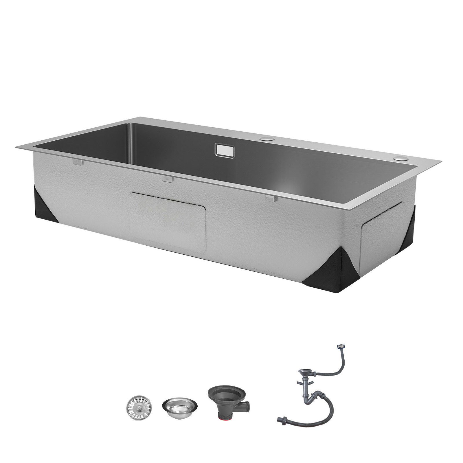 Mophorn Einbauspüle Einzelbecken, 85 X 45 X 19 Cm, Edelstahlspüle Im Klassischen Design, Vielseitig Einsetzbar Für Küche, Wohnmobil, Waschküche, Bar Und Vorbereitungsküche, Spülbecken Mit Abflusssieb