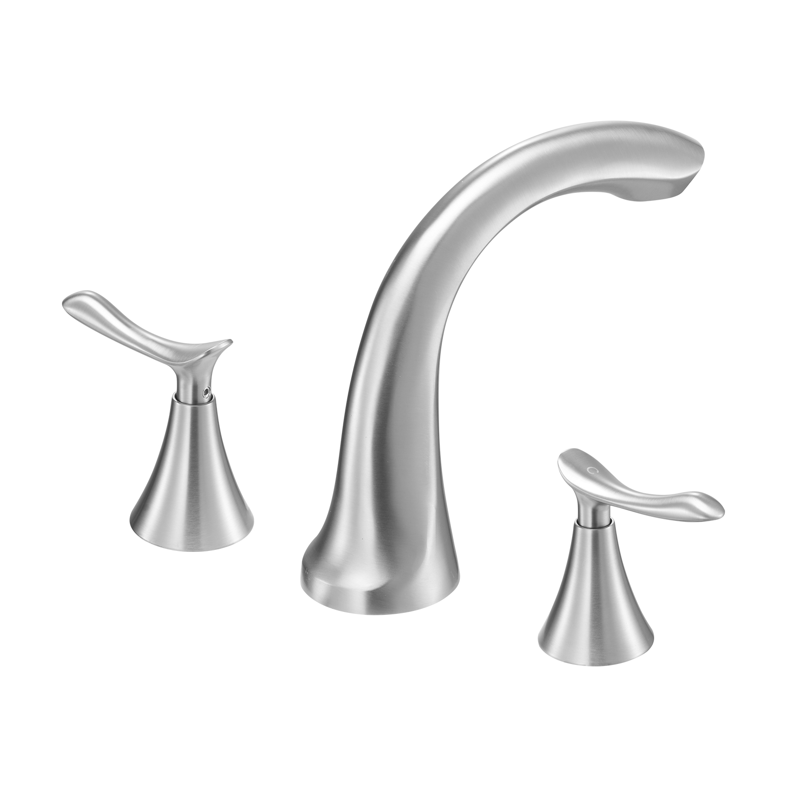 Mophorn Römische Badewannenarmatur Mit 3-loch-design Und 2 Griffen, Wannenarmaturen-set Aus Gebürstetem Edelstahl Mit Hohem Bogenauslauf Für Die Deckmontage Und Präzise Temperatursteuerung