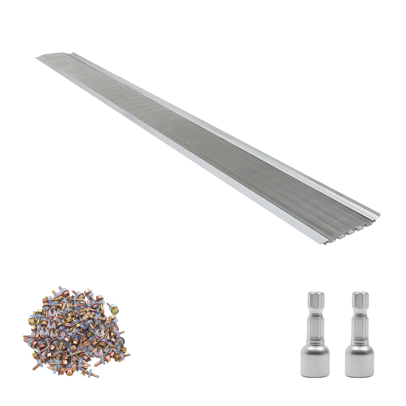 Mophorn 20 Stk. Dachrinnenschutz 127 Mm, Aluminium-laubfangstreifen Mit Edelstahl-mikromaschen, Zuschneidbarer Dachrinnenlaubschutz Mit 30,48 M Gesamtlänge, Regenrinnengitter Inkl. Schrauben