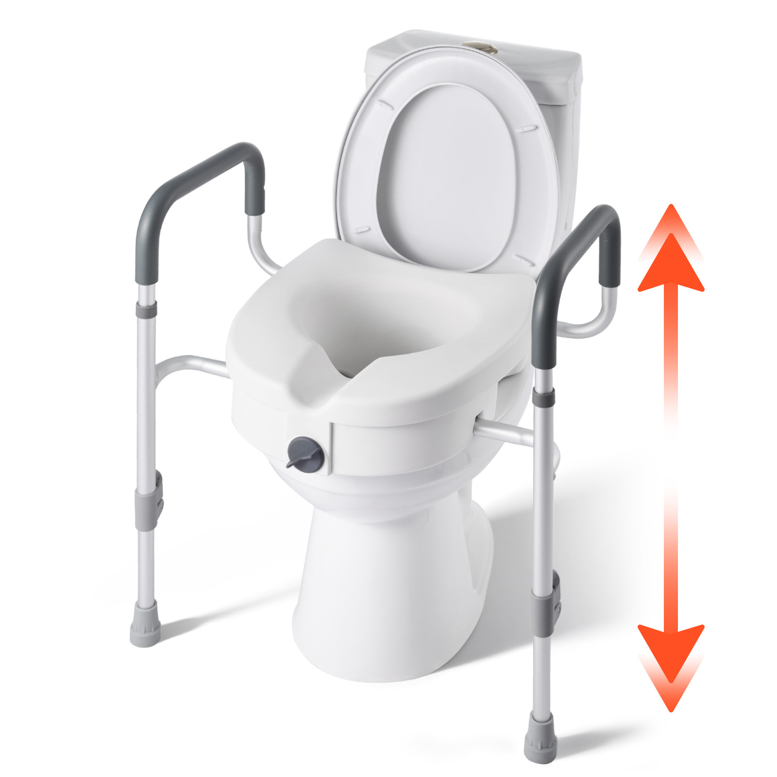 Mophorn Toilettensitzerhöhung Mit Armlehnen & 159 Kg Belastbarkeit & 127 Mm Höhenanpassung & Aluminiumrahmen, Erhöhter Wc-sitz Für Senioren, Menschen Mit Behinderung Und Erwachsene
