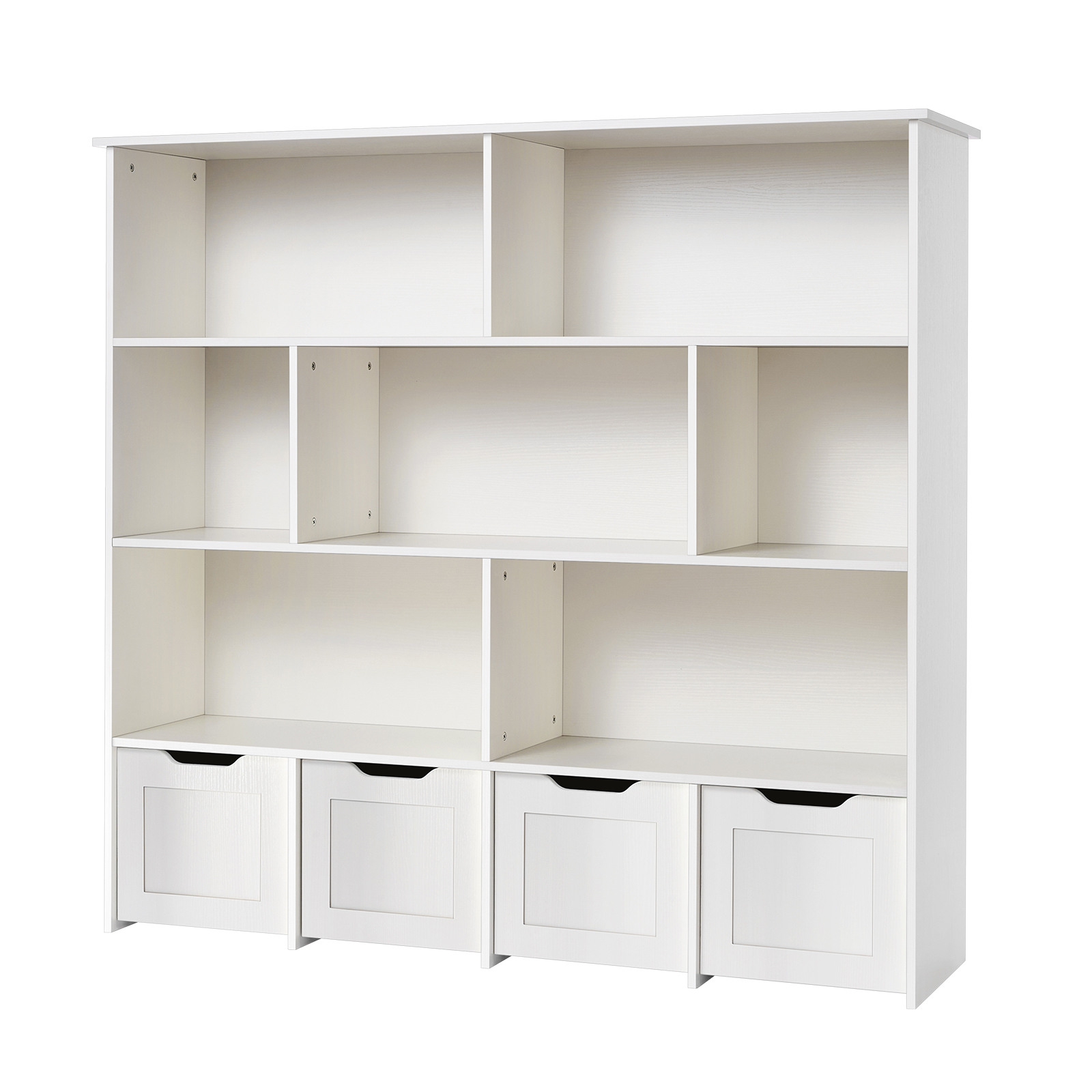 Mophorn Kinderregal Aus Holz Mit Stauraum, Bücherregal Mit 4 Herausnehmbaren Schubladen, Aufbewahrungsschrank Für Spielzeug, Geeignet Für Schlafzimmer, Kinderzimmer Und Wohnzimmer, Weiß