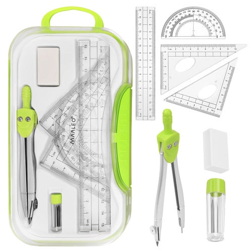 Großes 7-teiliges Geometrie-set Für Die Schule Mit Zirkel