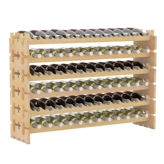 Weinregal Für 72 Flaschen, 6-stöckig, Stapelbar, Aus Kiefernholz
