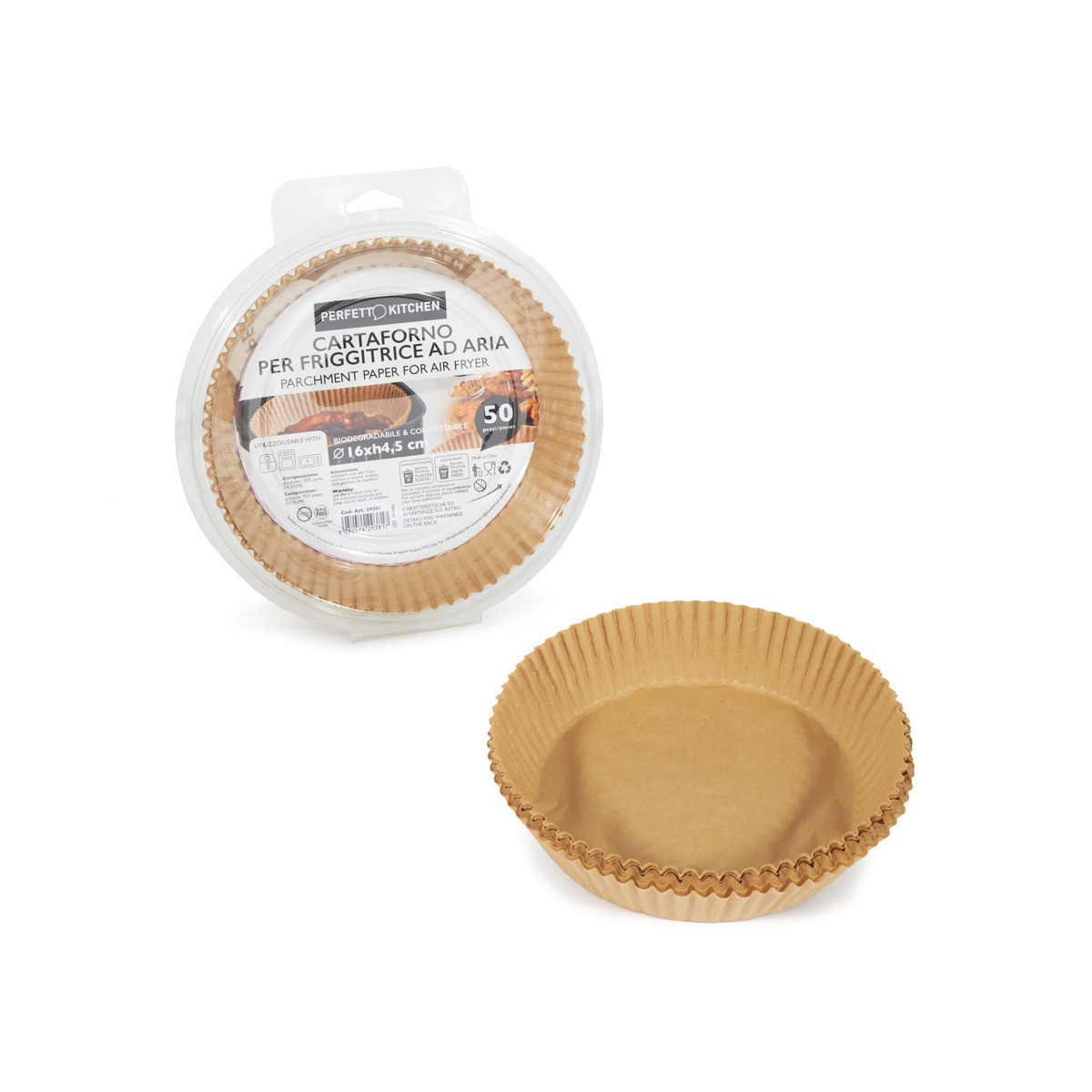 Perfetto Kitchen Backpapier Für Heißluftfritteuse Ø16xh.4,5 Cm - Packung 50