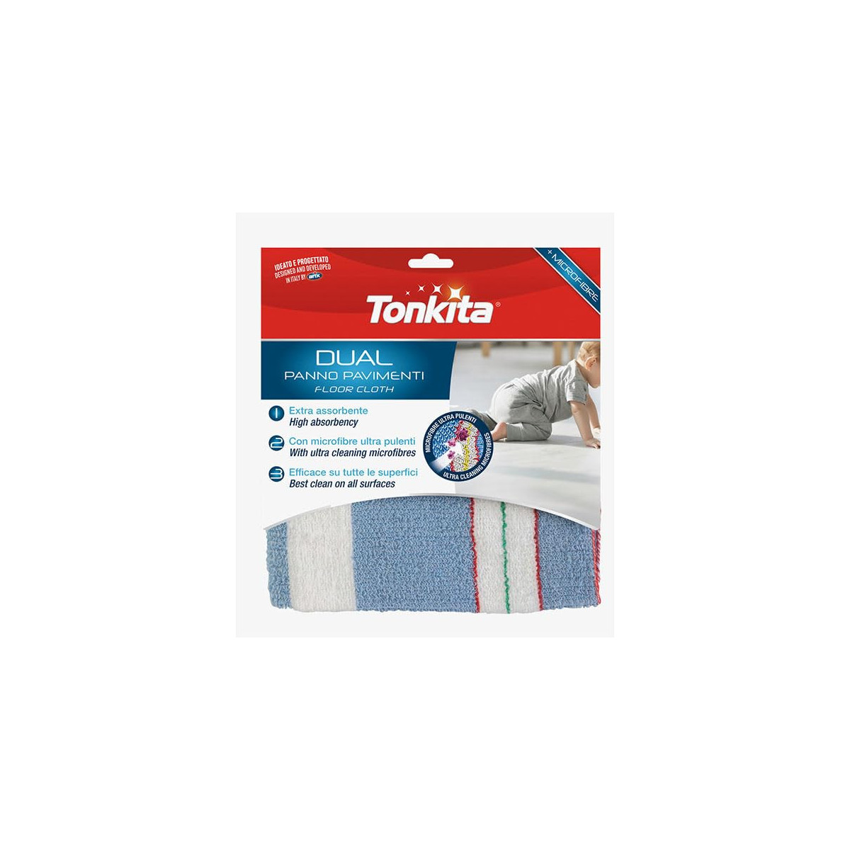 Tonkita Dual Bodenreinigungstuch 50x50 Cm, Extra Saugfähige Baumwolle Und Mikrofaser, Für Jede Oberfläche