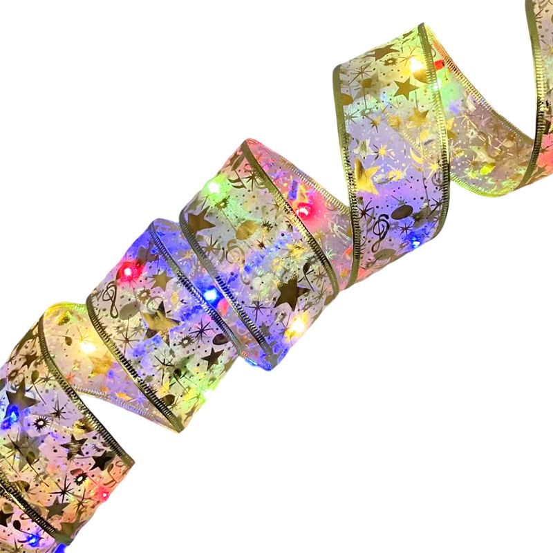 Weihnachtslichterkette – Goldenes Band – 10 M, 100 Glühbirnen, Wasserdichte Batteriebox Mit Fernbedienung Und 8 Funktionen