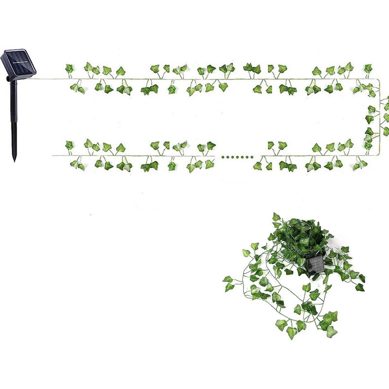 Solarbetriebene Lichterkette Für Den Außenbereich, Künstliches Efeu-muster, 10 Meter Lang, 100 Leds, 8 Beleuchtungsmodi, Ideal Zur Dekoration Von Gärten, Terrassen, Balkonen Und Partys