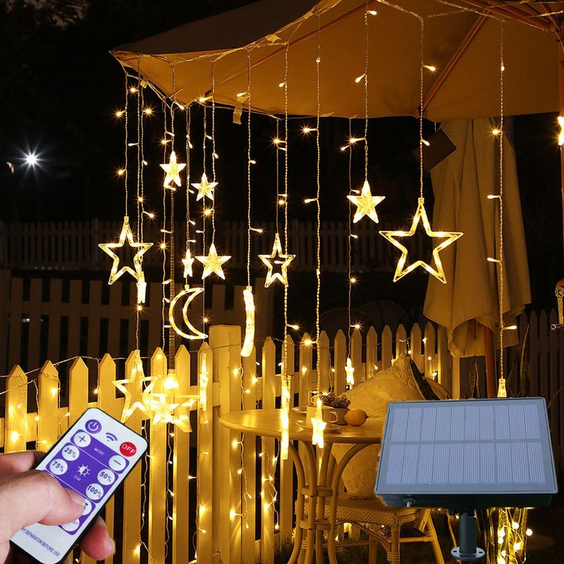3,5 Meter Lange Solar-led-lichterkette Für Den Außenbereich, Sternen- Und Mond-lichterkette, Wasserdicht, Warmweißes Licht