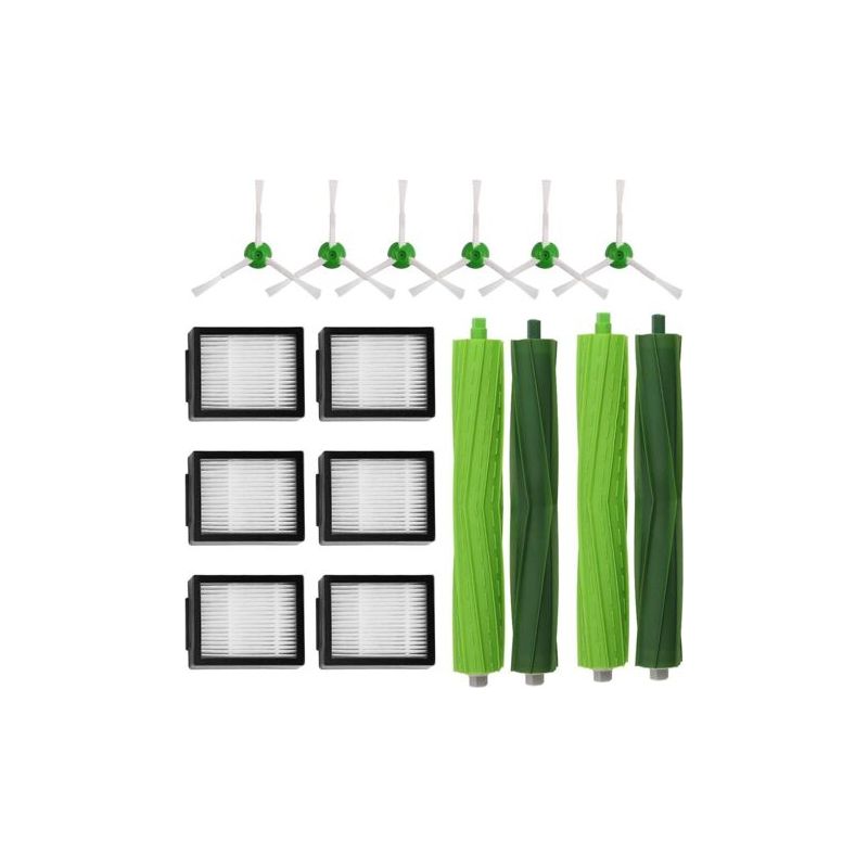 Komplettes Set Für Roomba E5/i7. Großes Ersatzteilset Für E5, E6, I7 Und I7+ Inklusive 6 Seitenbürsten, 6 Filtern Und 2 Mittelwalzen.
