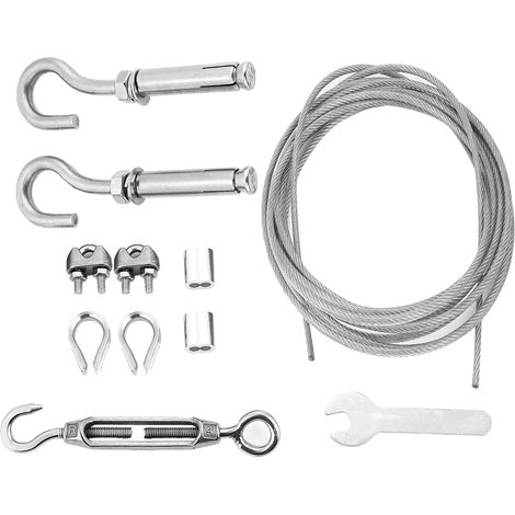 Outdoor-wäscheleine Aus Robustem Edelstahlseil Mit Spannvorrichtung Und Haken (8 M)