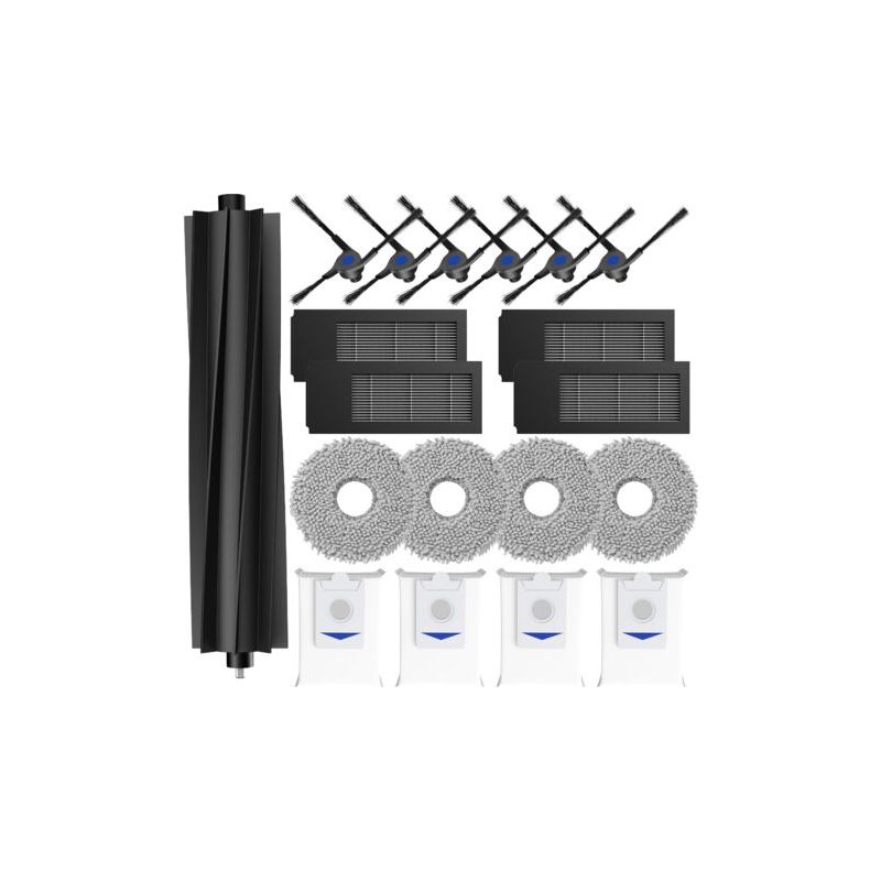 Zubehör Für Saugroboter: Gummibürste (x1), Schwarze Seitenbürste (x6), Schwarzer Filter (x4), Grauer Filter (x4), Staubbeutel (x4)